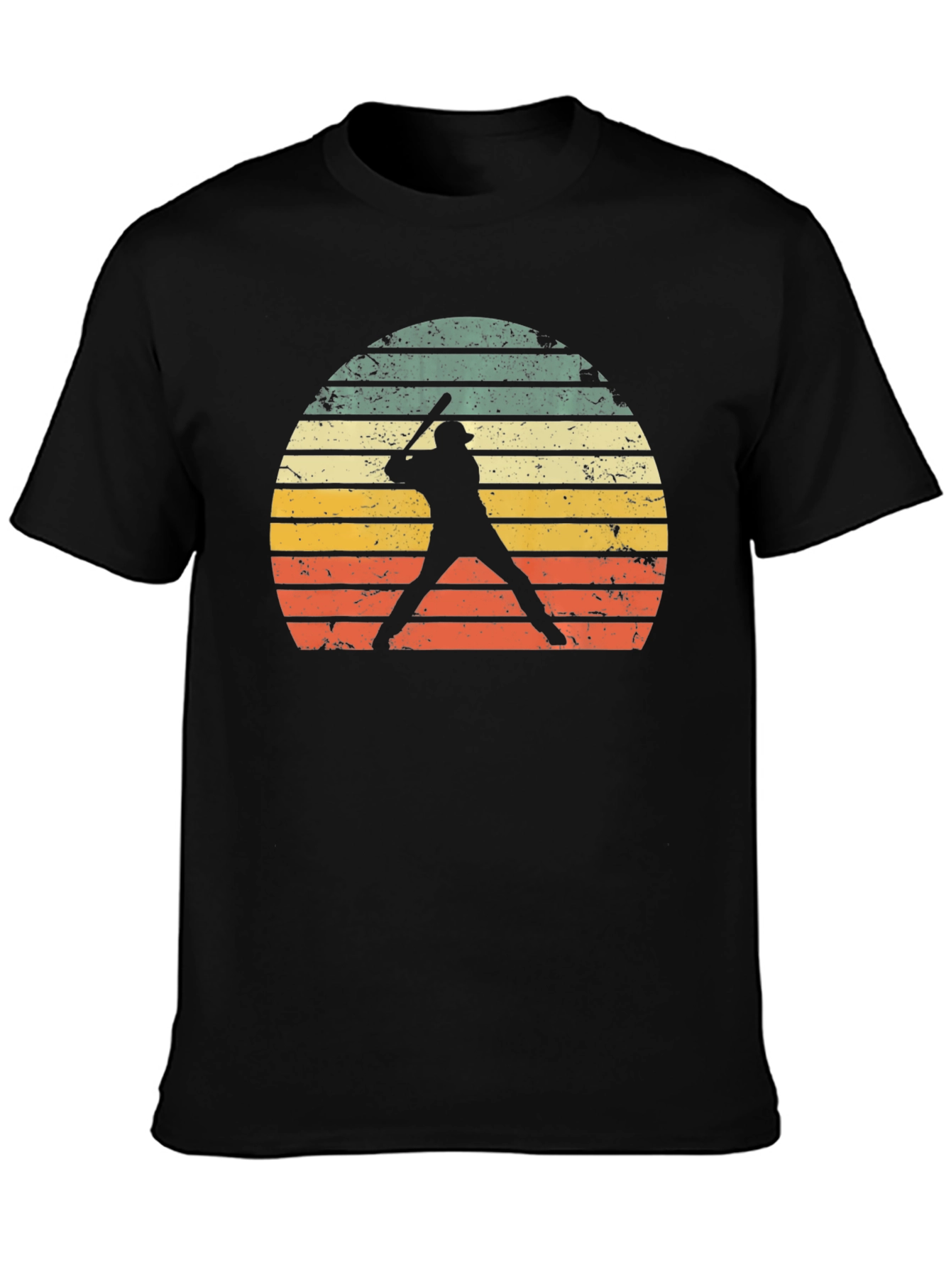 Black Vintage Baseball Player Sunset Graphic Tee view 3
