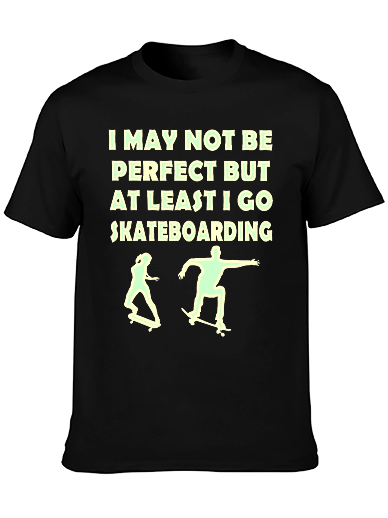 Black Skateboarding Graphic Tee - I May Not Be Perfect view 3