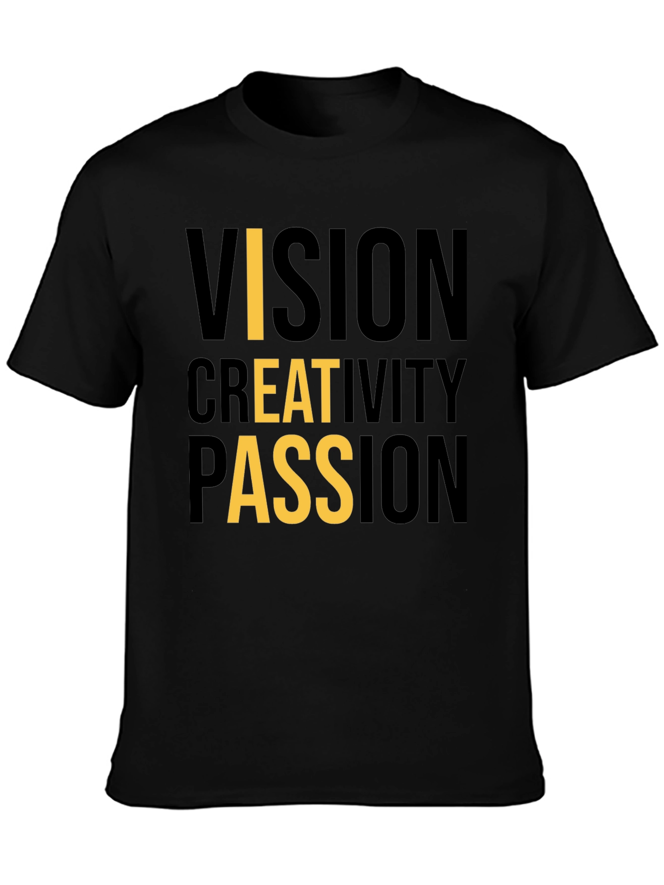 Black Vision Creativity Passion Black Graphic Tee view 3