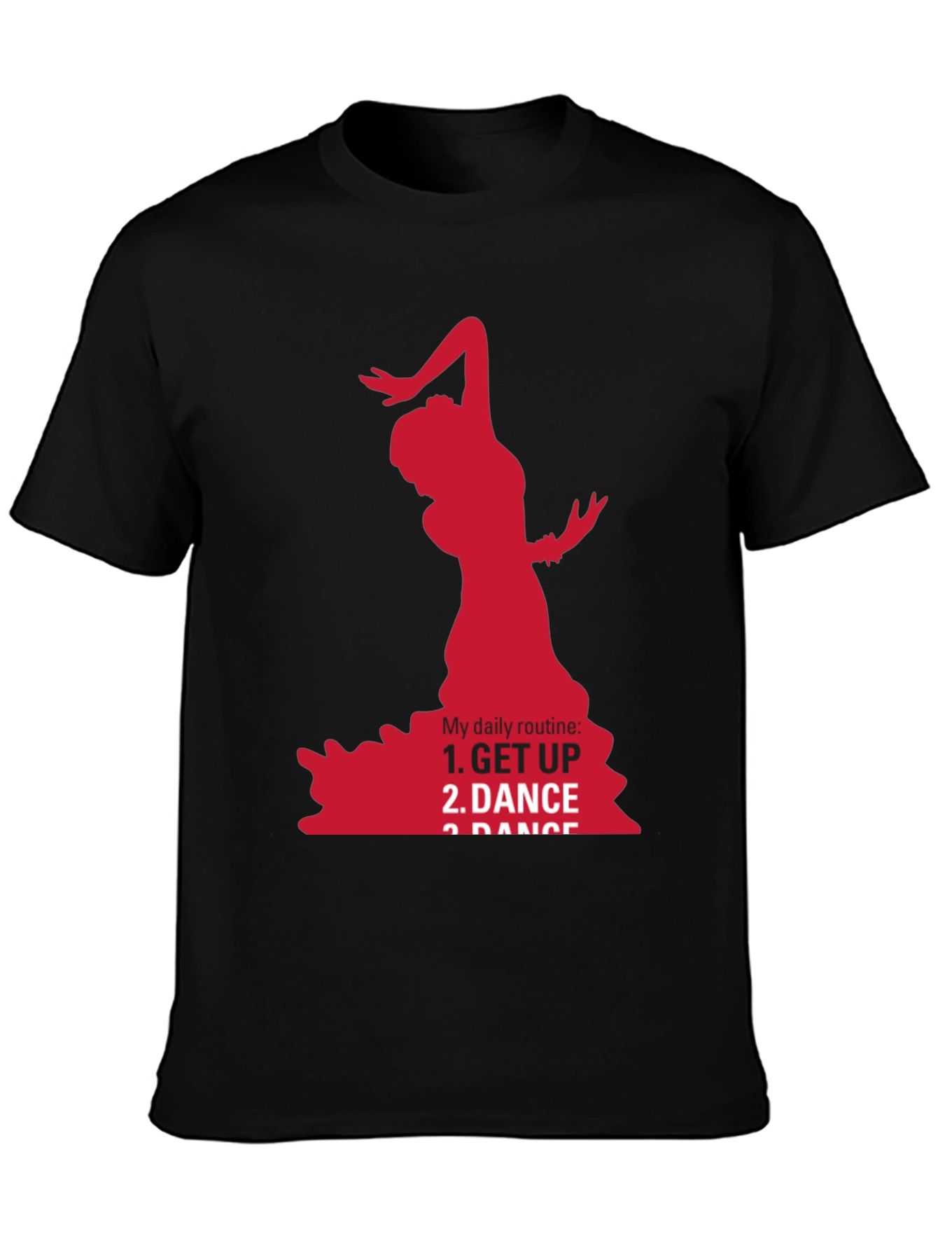 Black Flamenco Dancer Graphic Tee - Daily Routine T-Shirt view 3