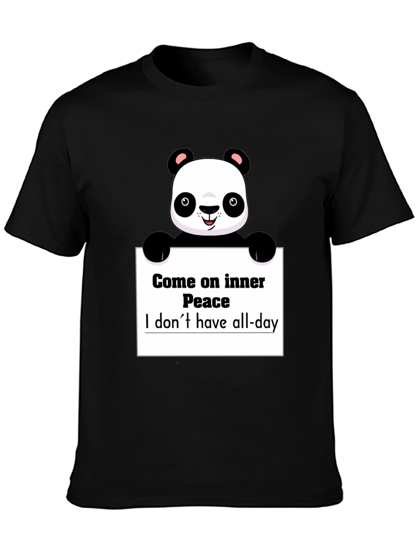 Black Funny Panda Graphic T-Shirt - Inner Peace view 3