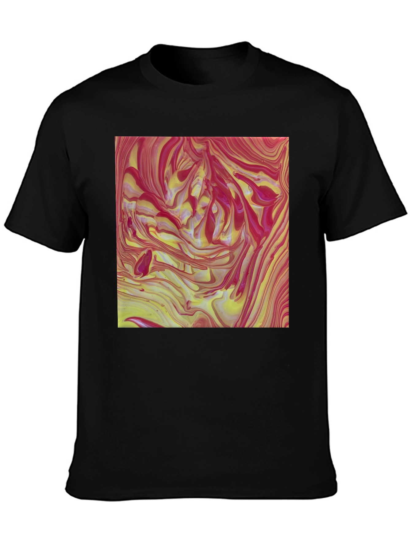 Black Abstract Swirl Art T-Shirt view 3
