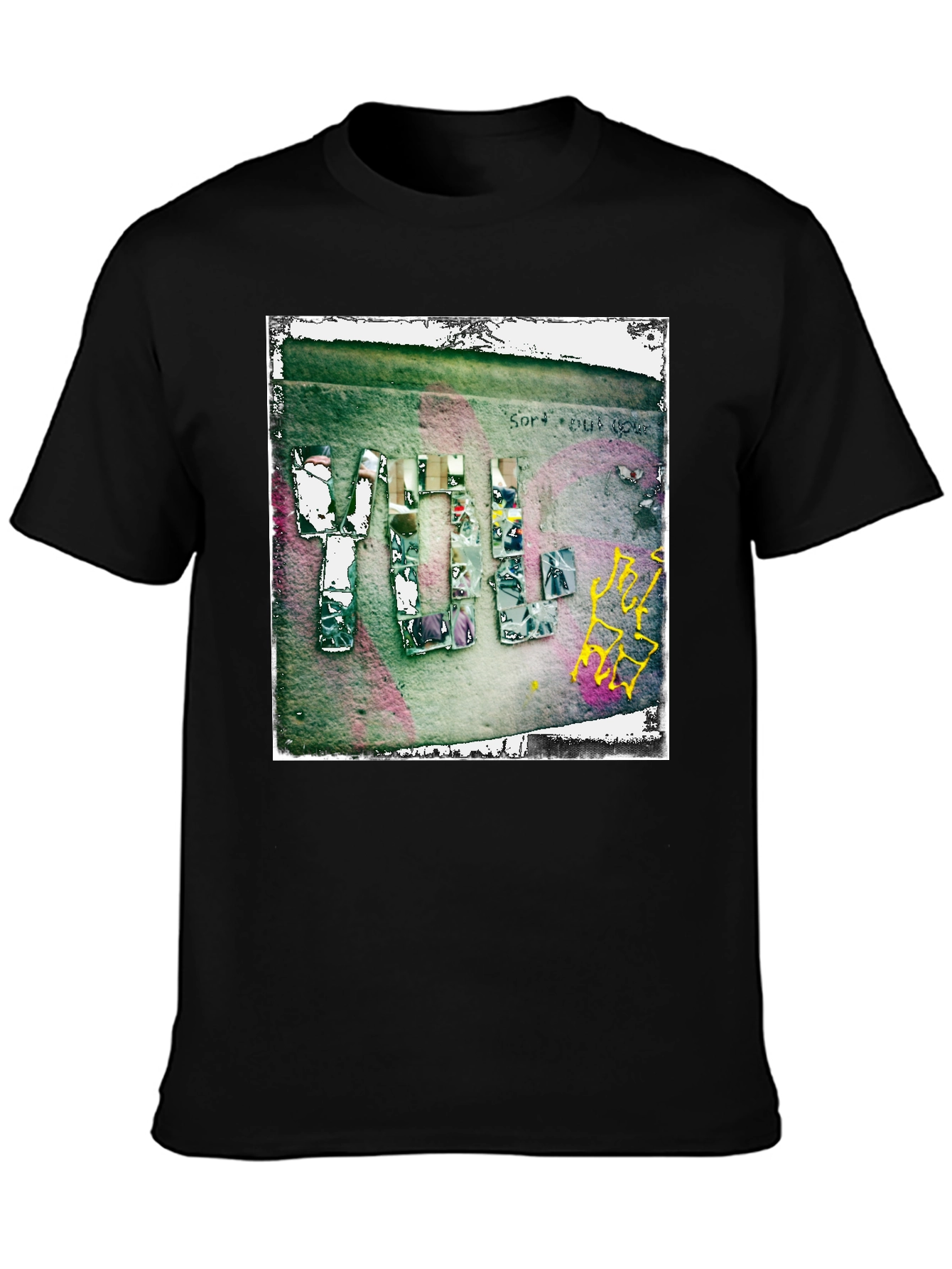 Black Abstract Graphic Print Crew Neck T-Shirt view 3