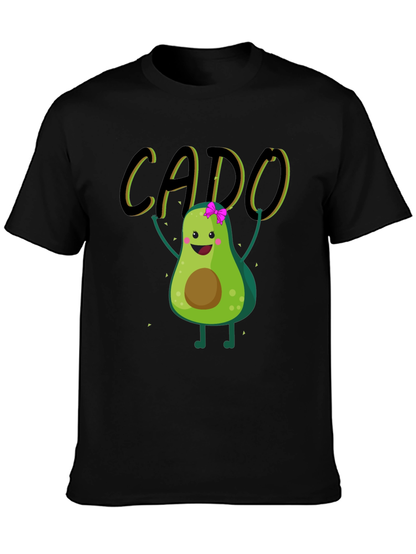 Black Funny Avocado Black T-Shirt - CADO view 3