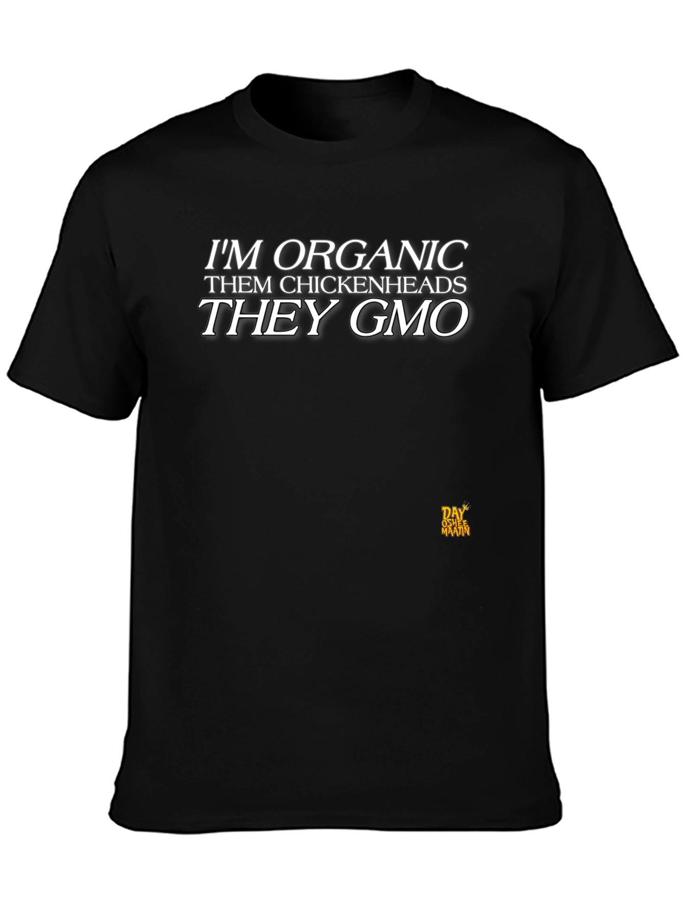 Black Organic Humor Graphic Tee - Chickenheads They GMO view 3