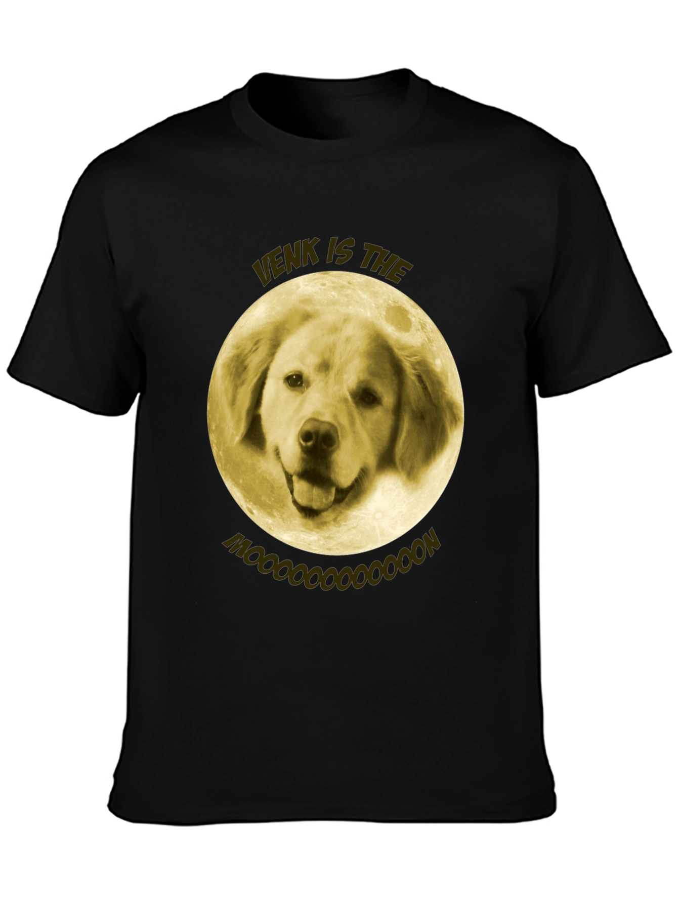 Black Venk Is The Moooon T-Shirt - Golden Retriever Dog view 3