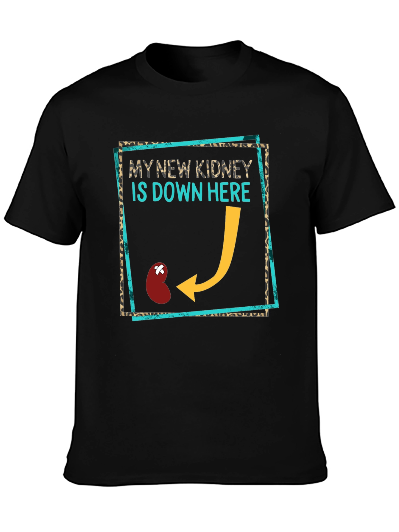 Black New Kidney Funny T-Shirt - Transplant Awareness Tee view 3