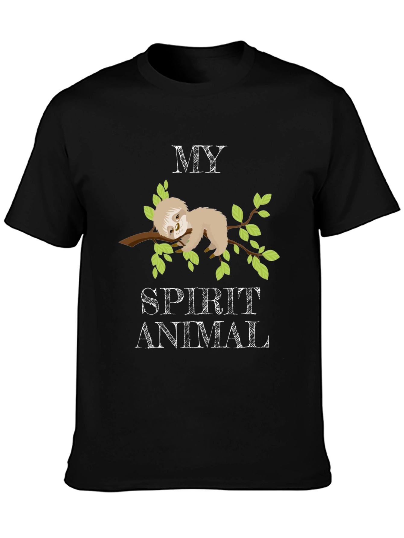 Black Sloth Spirit Animal Graphic T-Shirt view 3