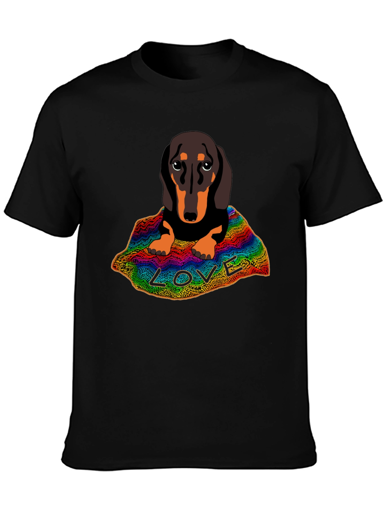 Black Dachshund LOVE Graphic T-Shirt view 3