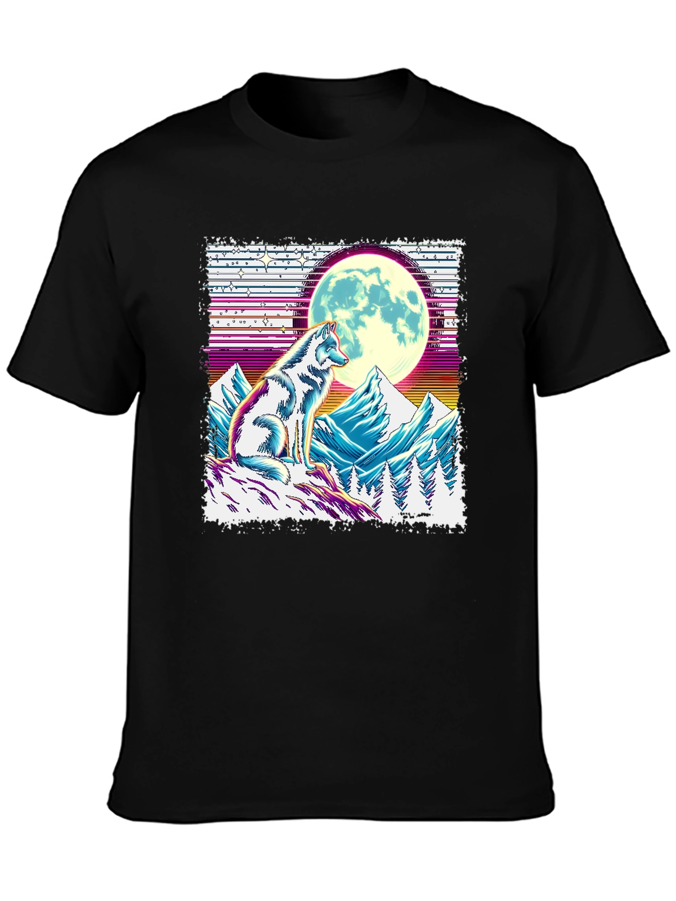 Black Wolf Moon Graphic Tee - Unique Design view 3