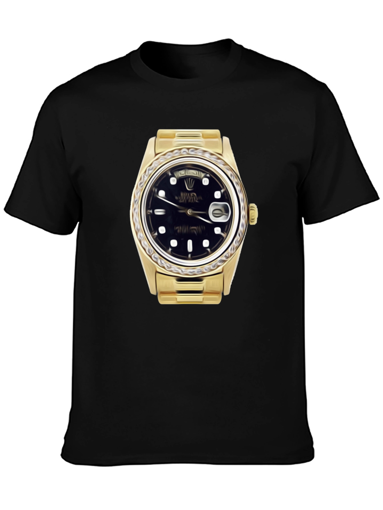 Black Statement Tee: Golden Watch Graphic view 3