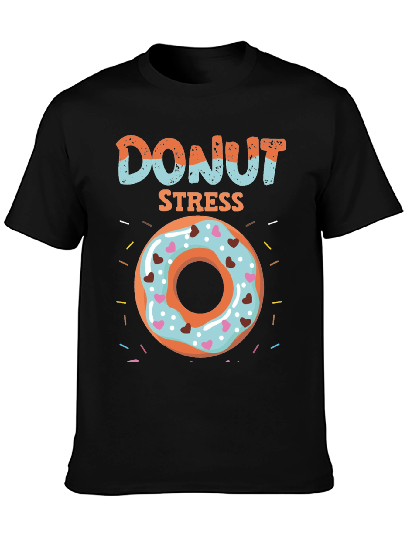 Black Donut Stress T-Shirt - Fun Foodie Apparel view 3