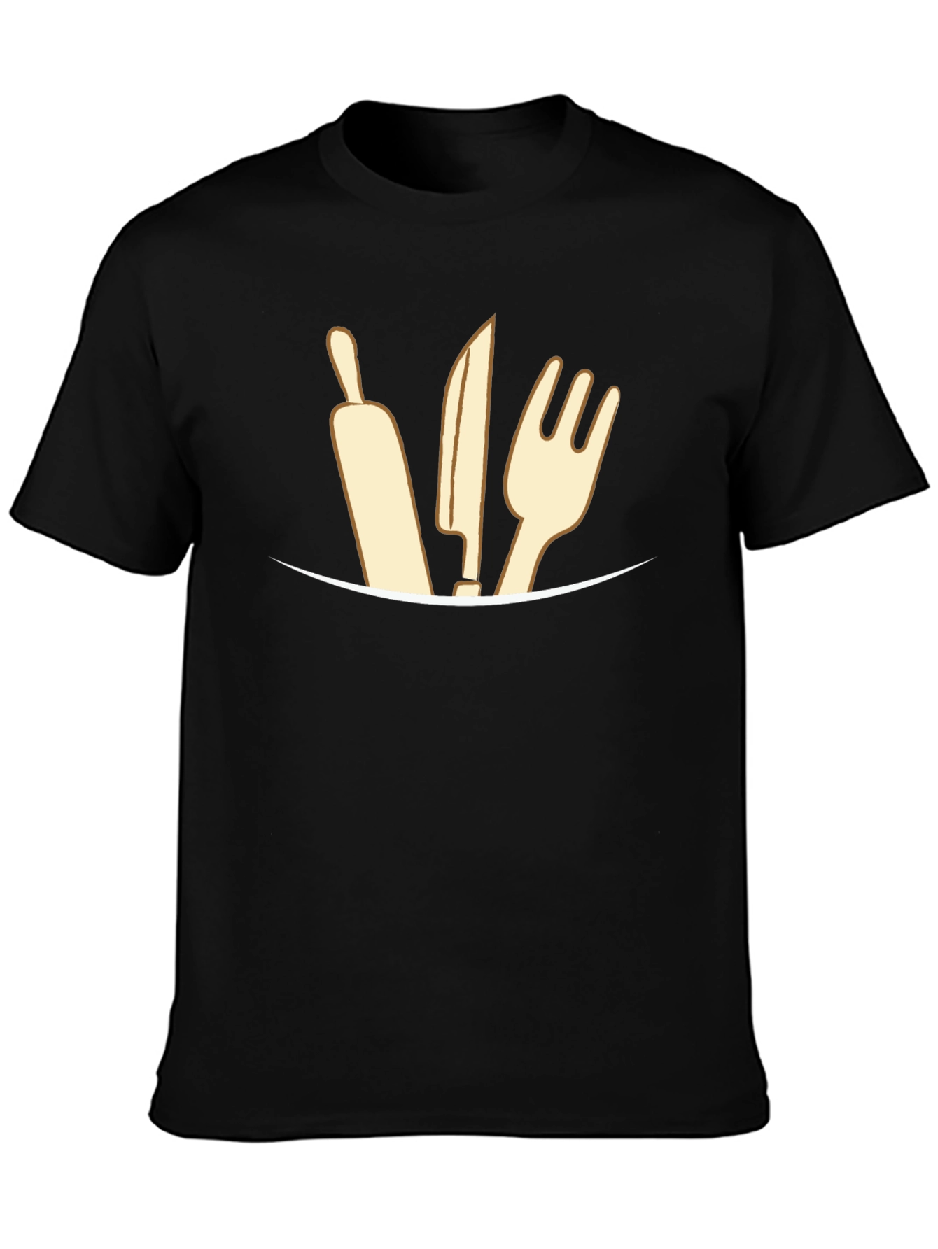 Black Chef Utensil Graphic Tee - Black Crew Neck T-Shirt view 3