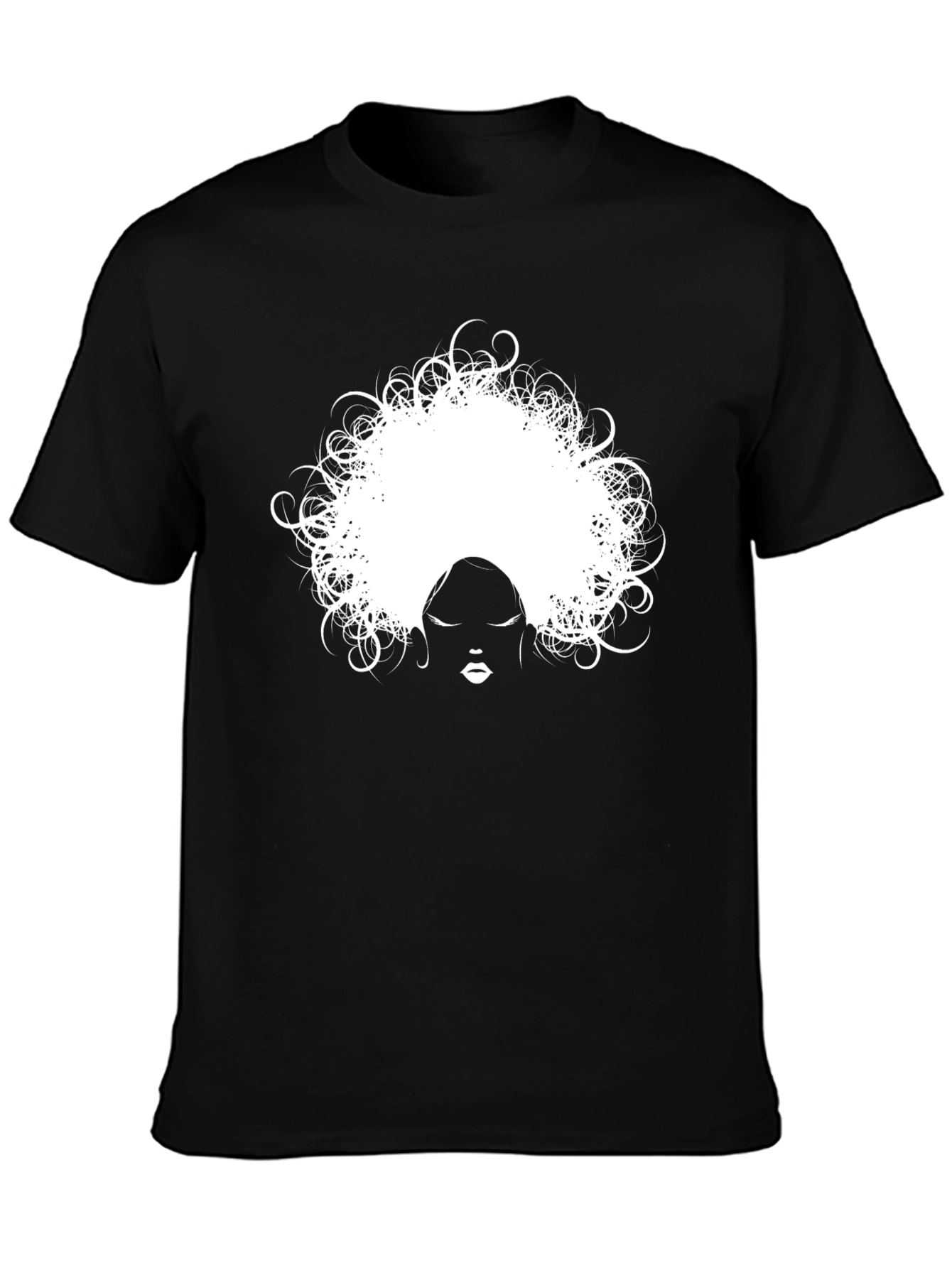 Black Afro Woman Graphic Tee - Stylish Black Cotton T-Shirt view 3