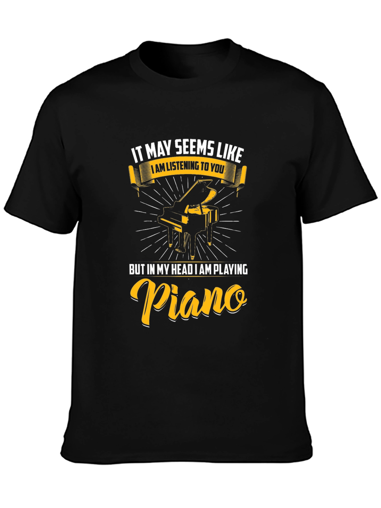 Black Funny Piano Player T-Shirt Musician Gift view 3