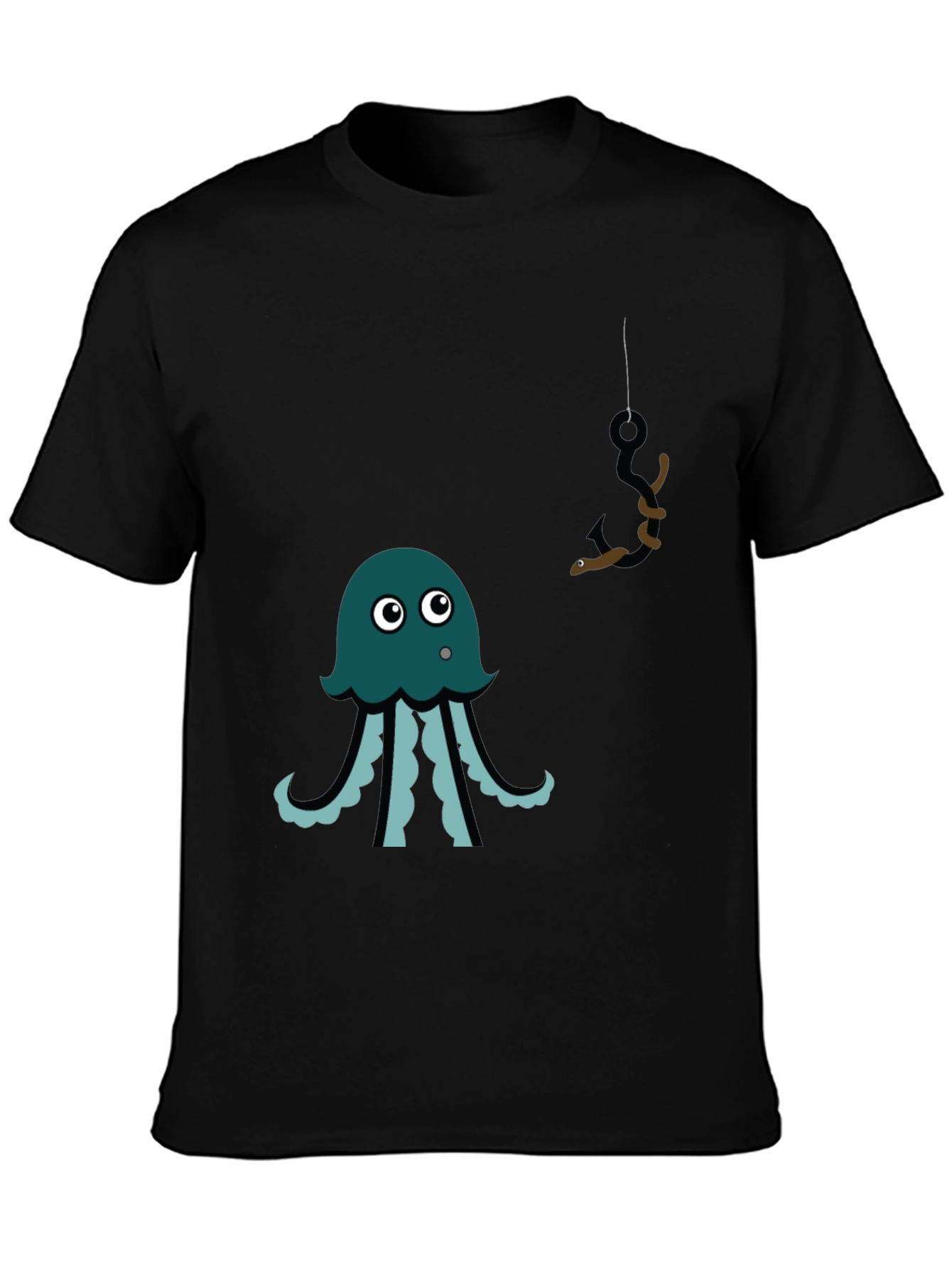 Black Octopus Fishing Graphic Tee - Men's Black T-Shirt view 3