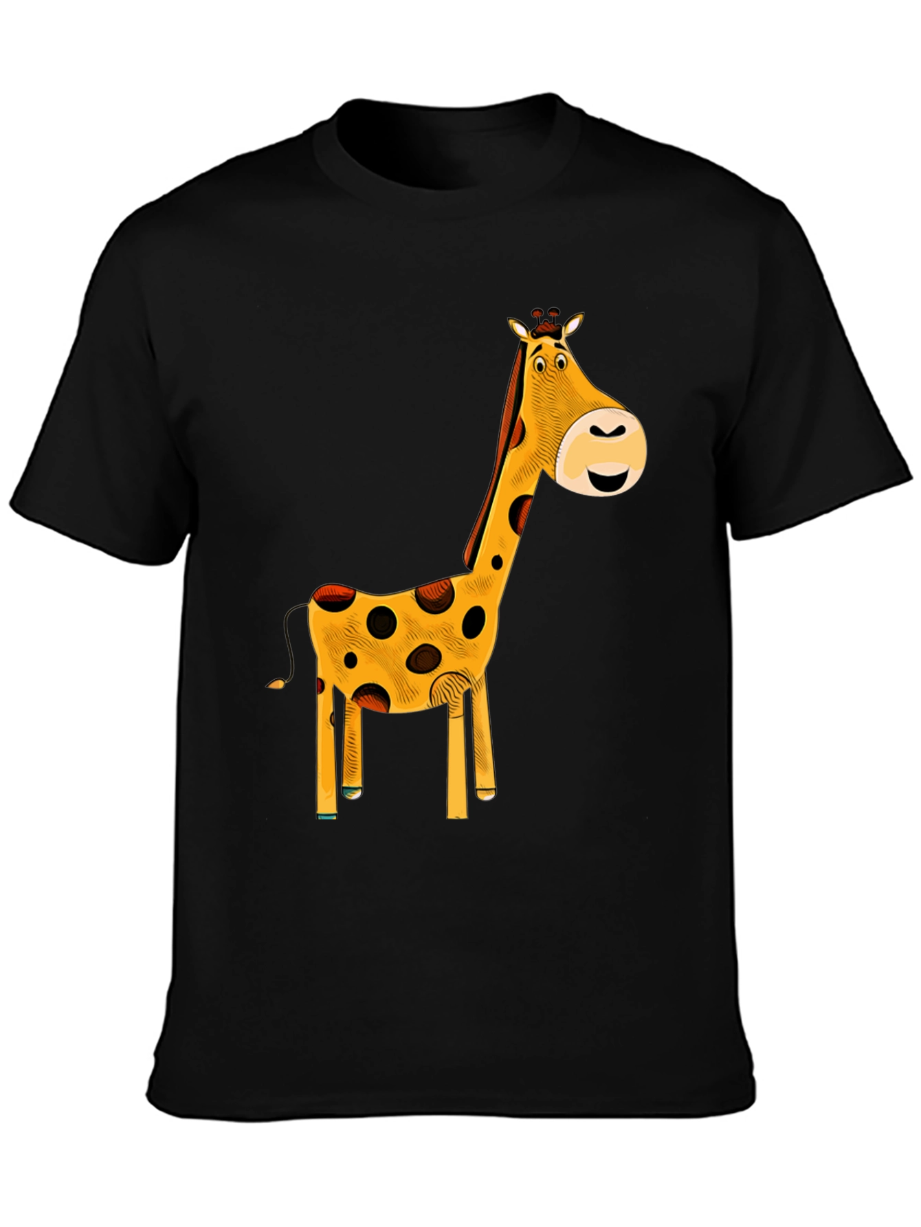 Black Giraffe Graphic T-Shirt - Black Cotton Tee view 3