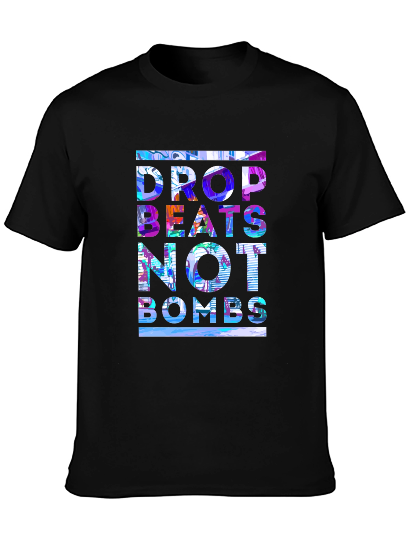 Black Drop Beats Not Bombs Graphic Tee view 3
