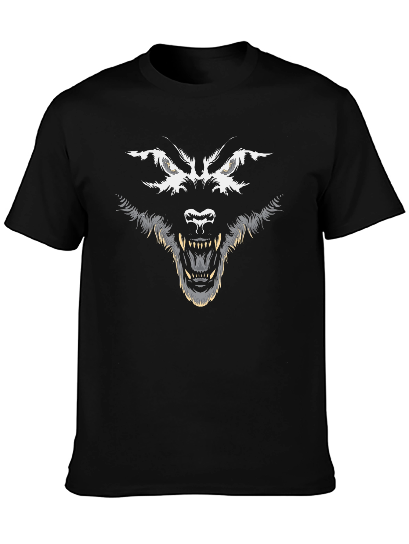 Black Men's Black Wolf Graphic Tee view 3
