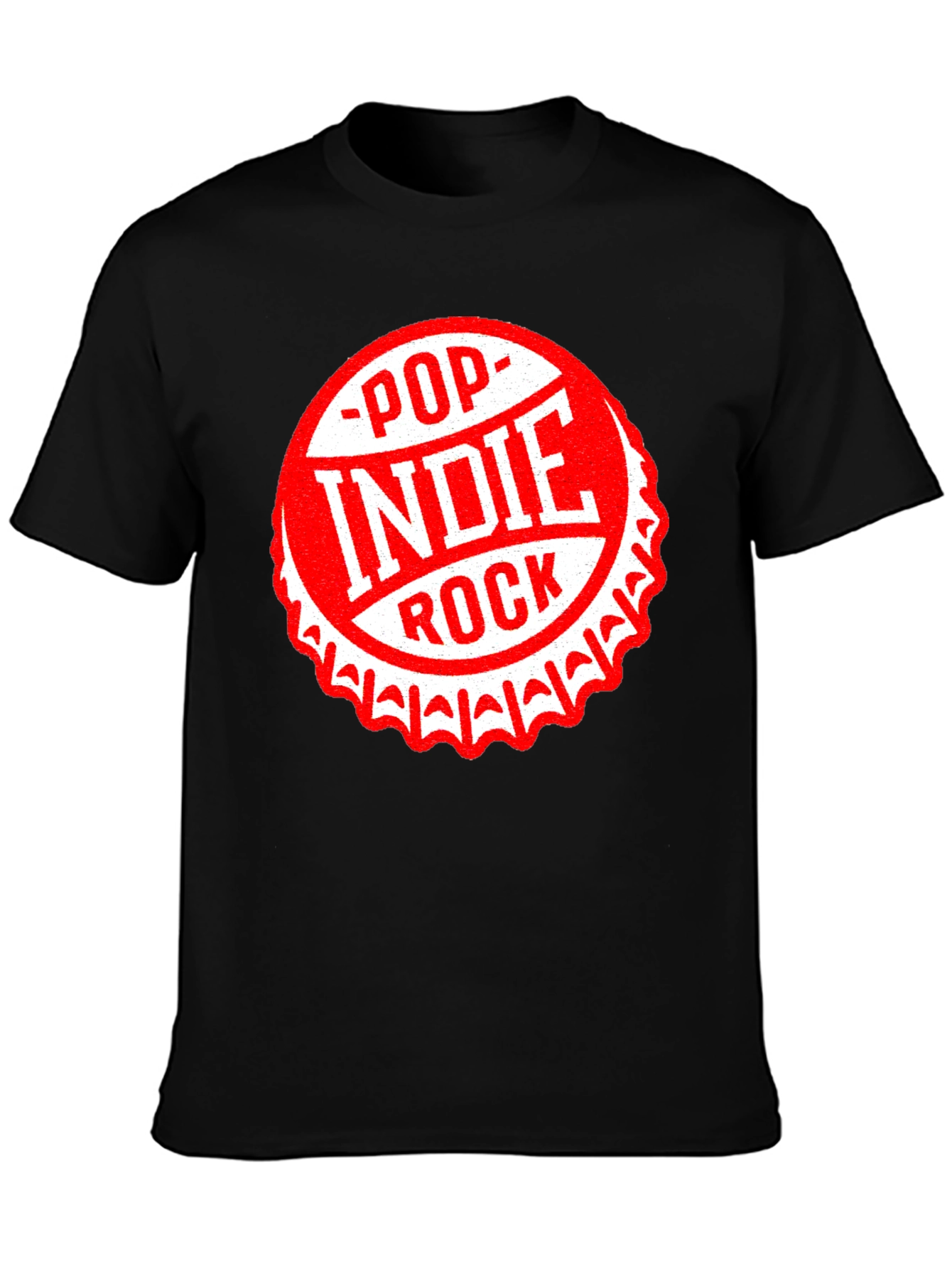 Black Pop Indie Rock Graphic Tee - Black Cotton T-Shirt view 3