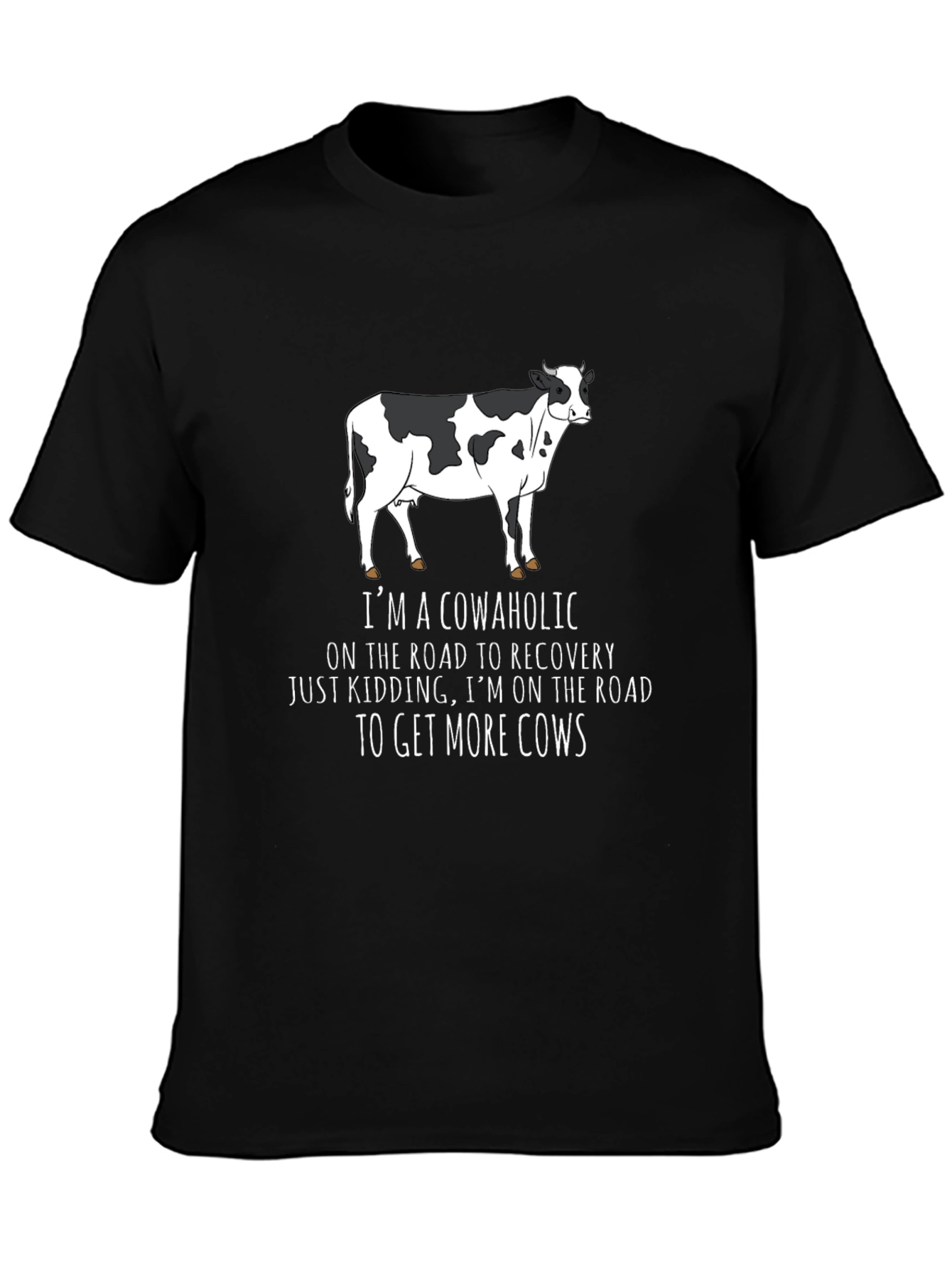 Black Cowaholic T-Shirt - Funny Cow Lover Tee view 3