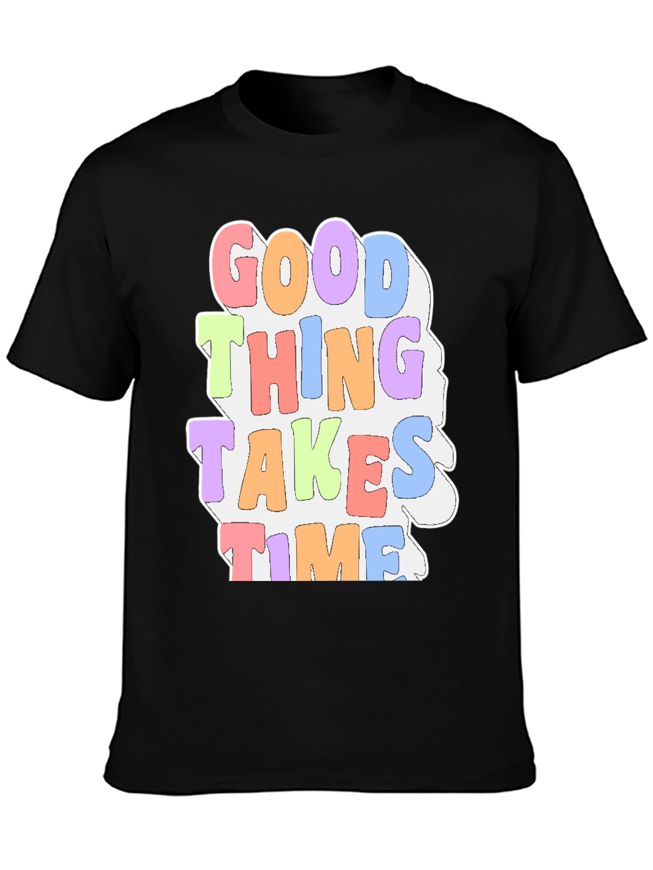 Black Good Things Take Time Graphic Tee view 3