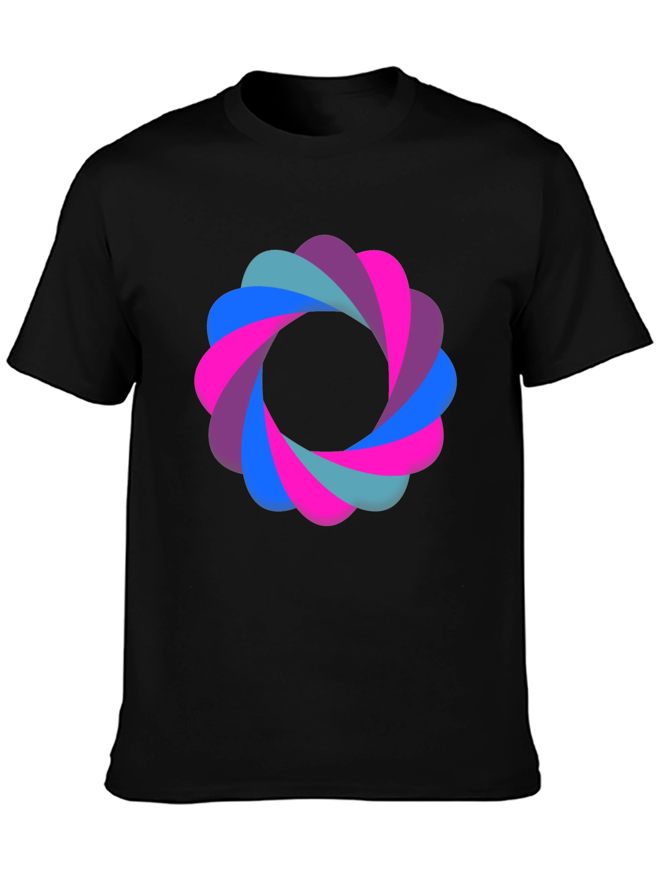 Black Abstract Flower Graphic Black T-Shirt view 3