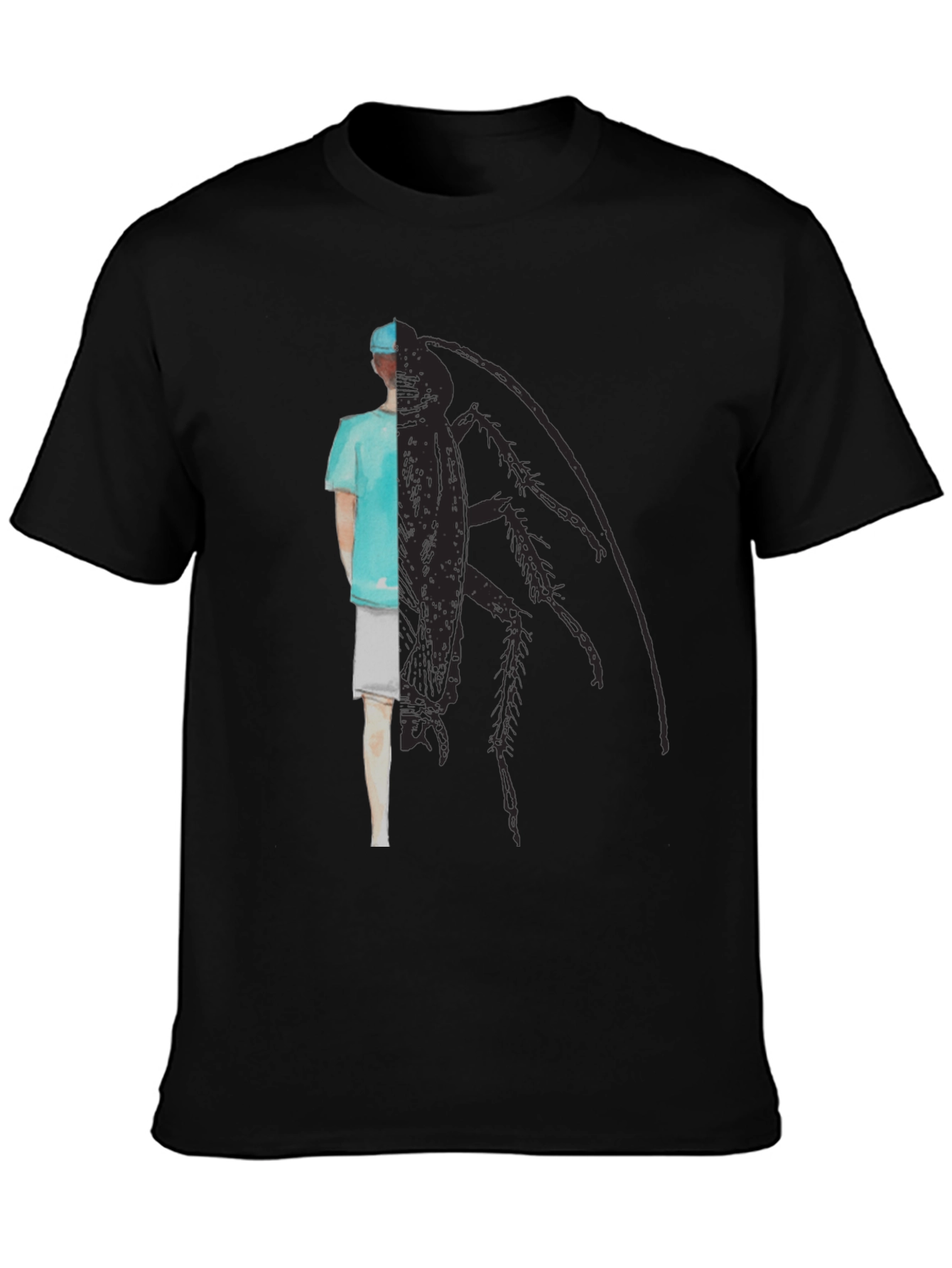 Black Surreal Surgeon Cockroach Graphic Tee - Black Cotton view 3