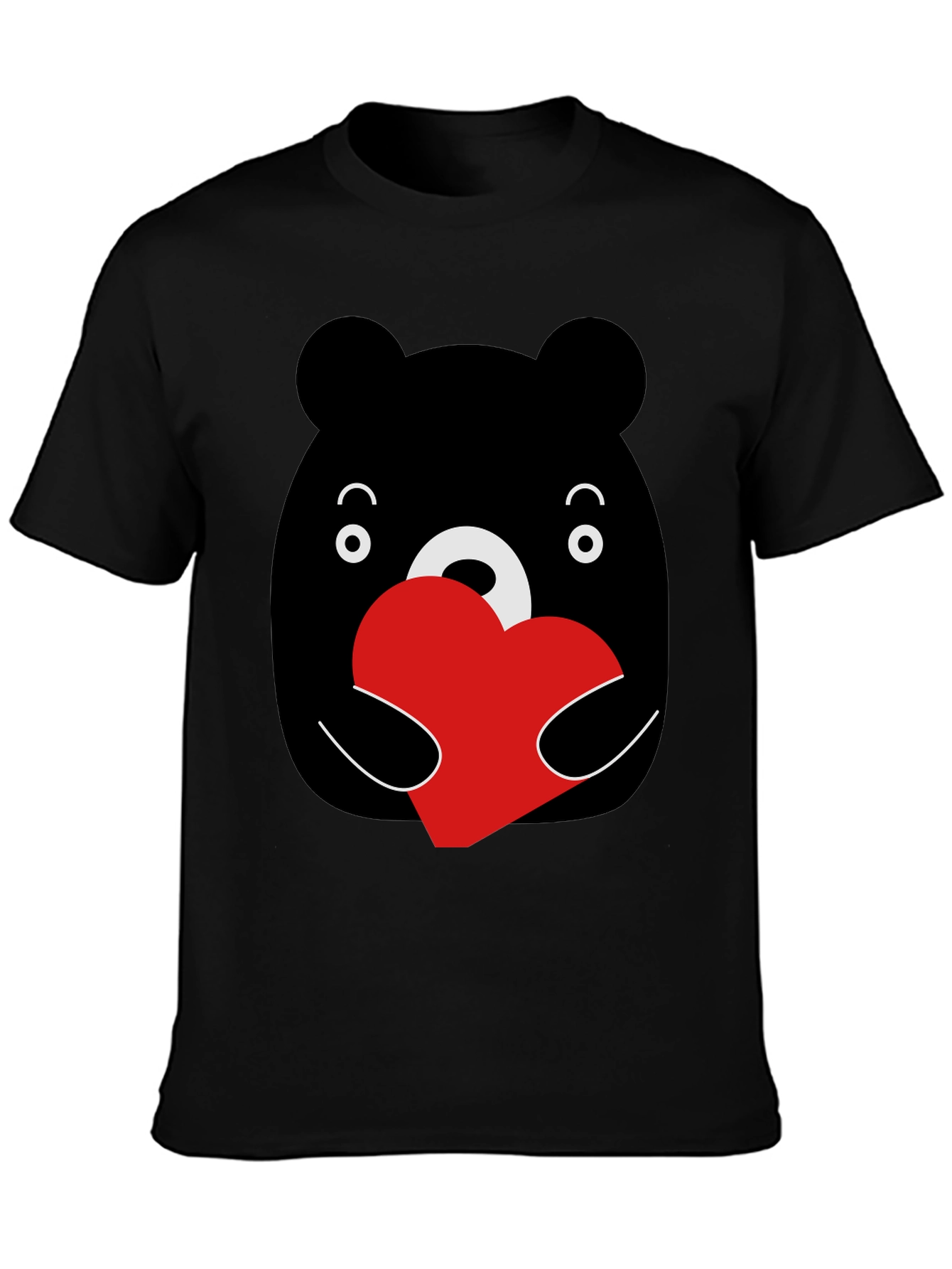 Black Bear Hug Heart Graphic Black T-Shirt view 3