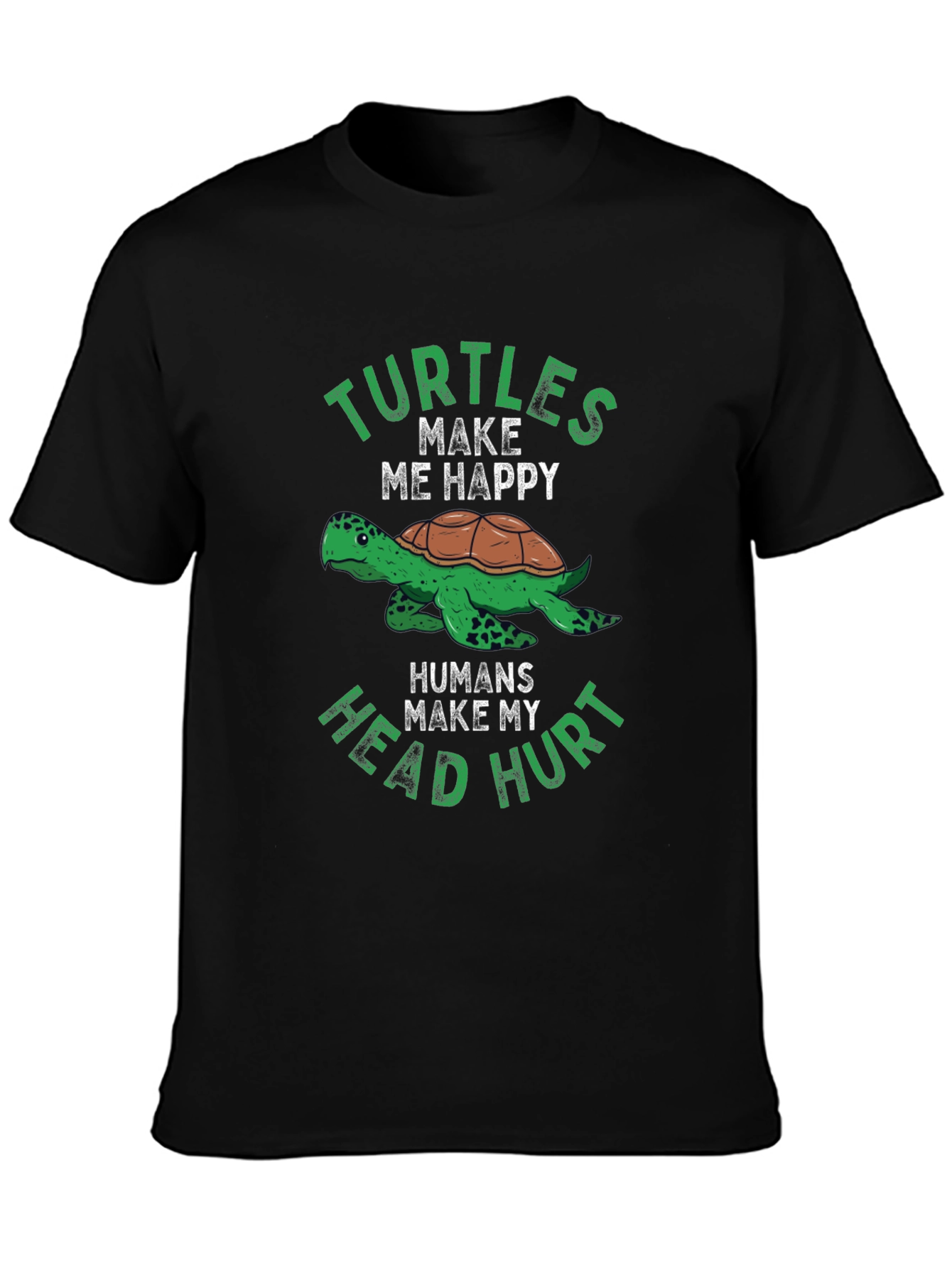 Black Funny Turtle T-Shirt - Turtles Make Me Happy Tee view 3
