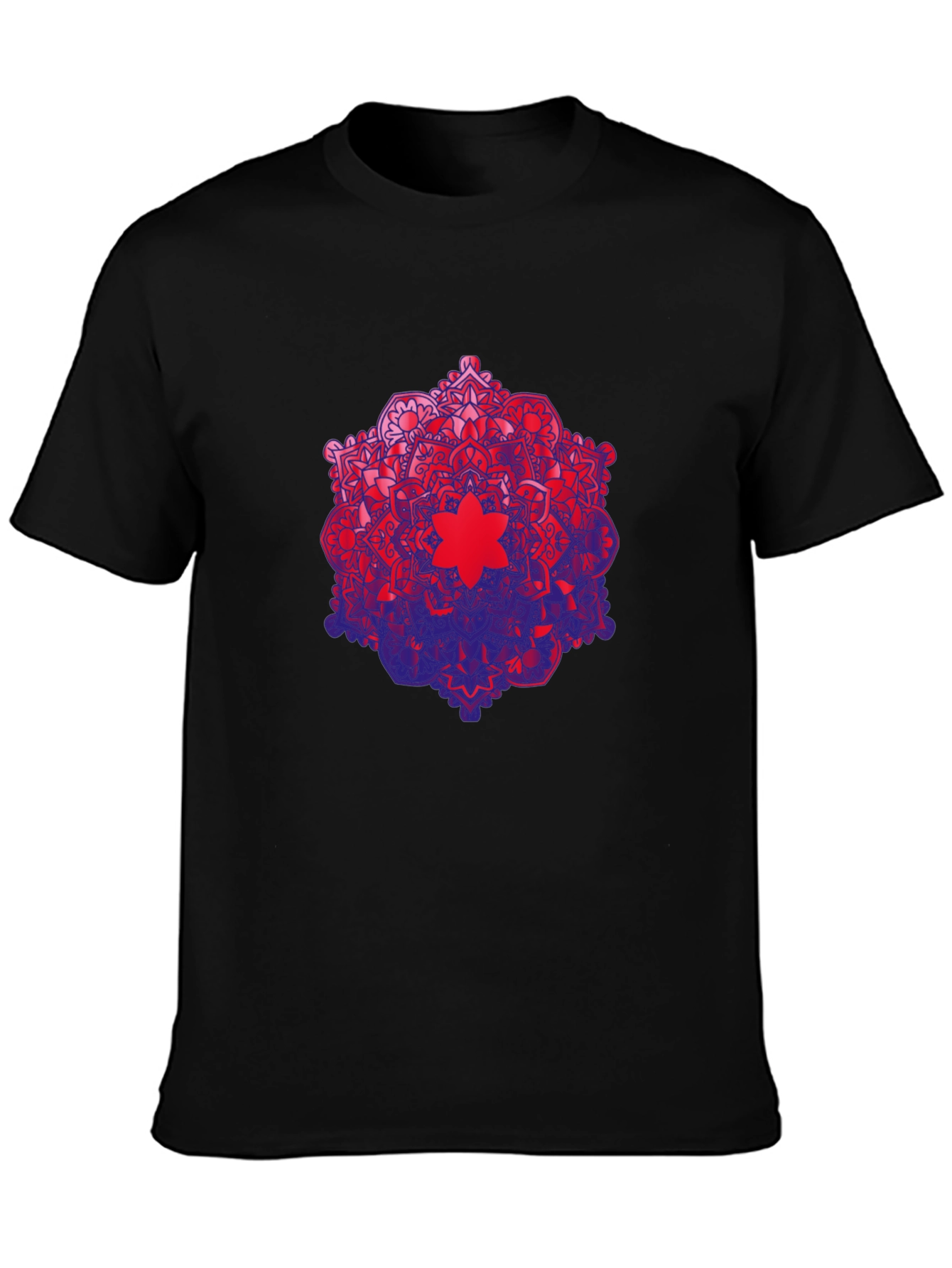 Black Geometric Mandala Graphic Black T-Shirt view 3