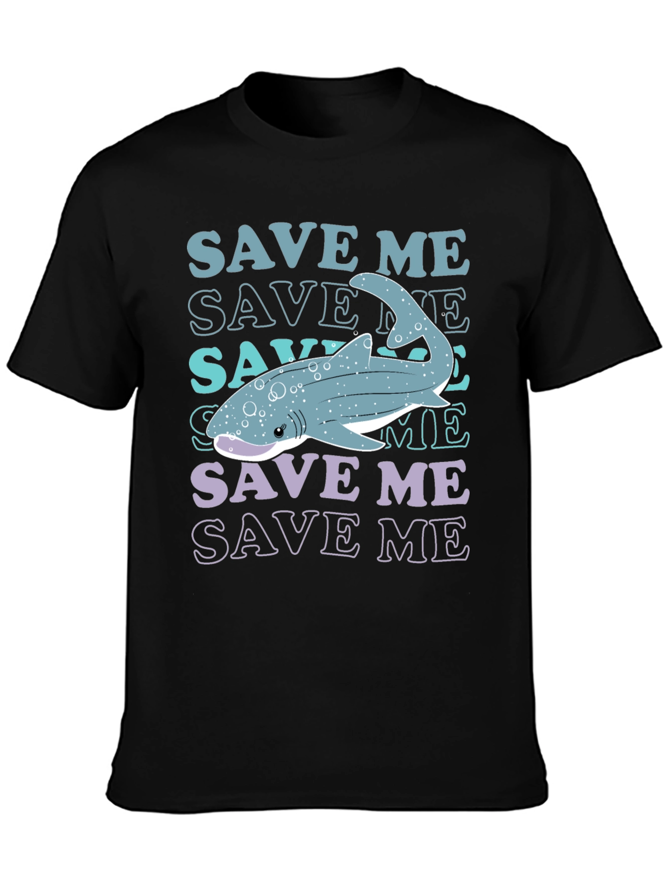 Black Save Me Whale Shark Graphic T-Shirt view 3