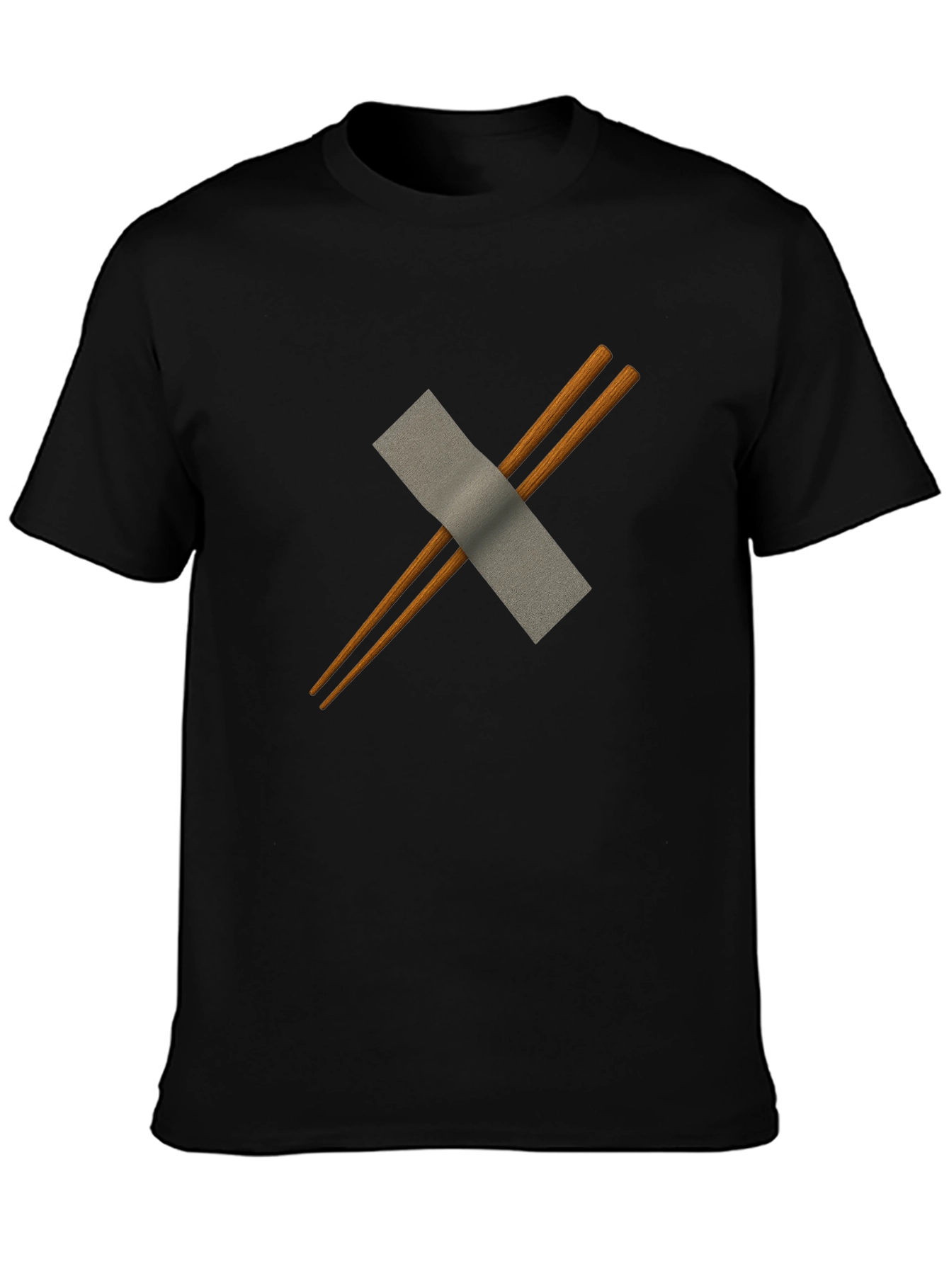 Black Chopsticks & Duct Tape Men's Black T-Shirt view 3