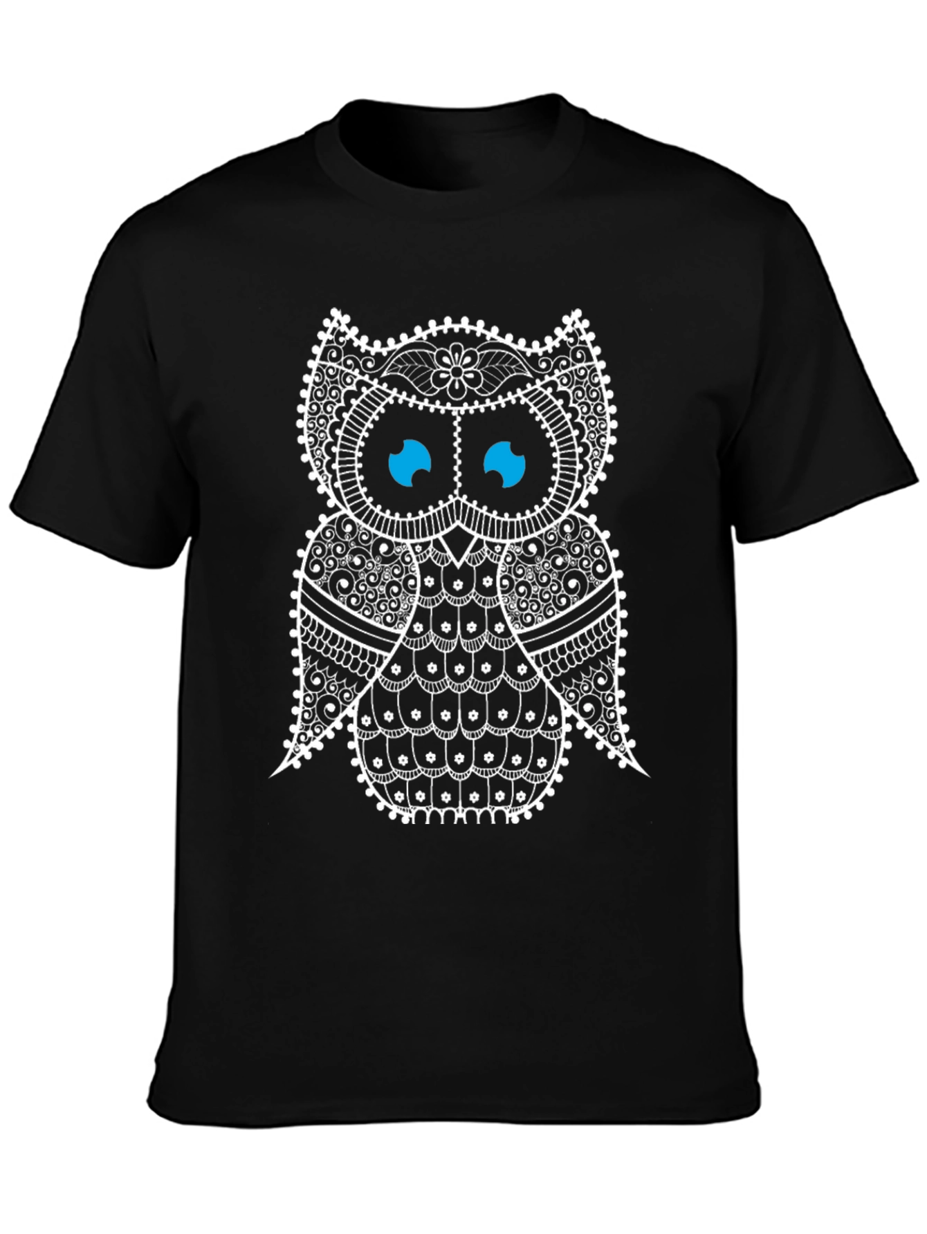 Black Owl Graphic Print Tee - Stylish Men's Black T-Shirt view 3