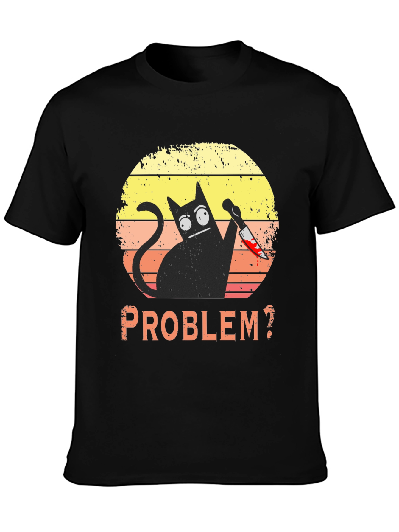 Black Problem Cat T-Shirt - Funny Graphic Tee view 3