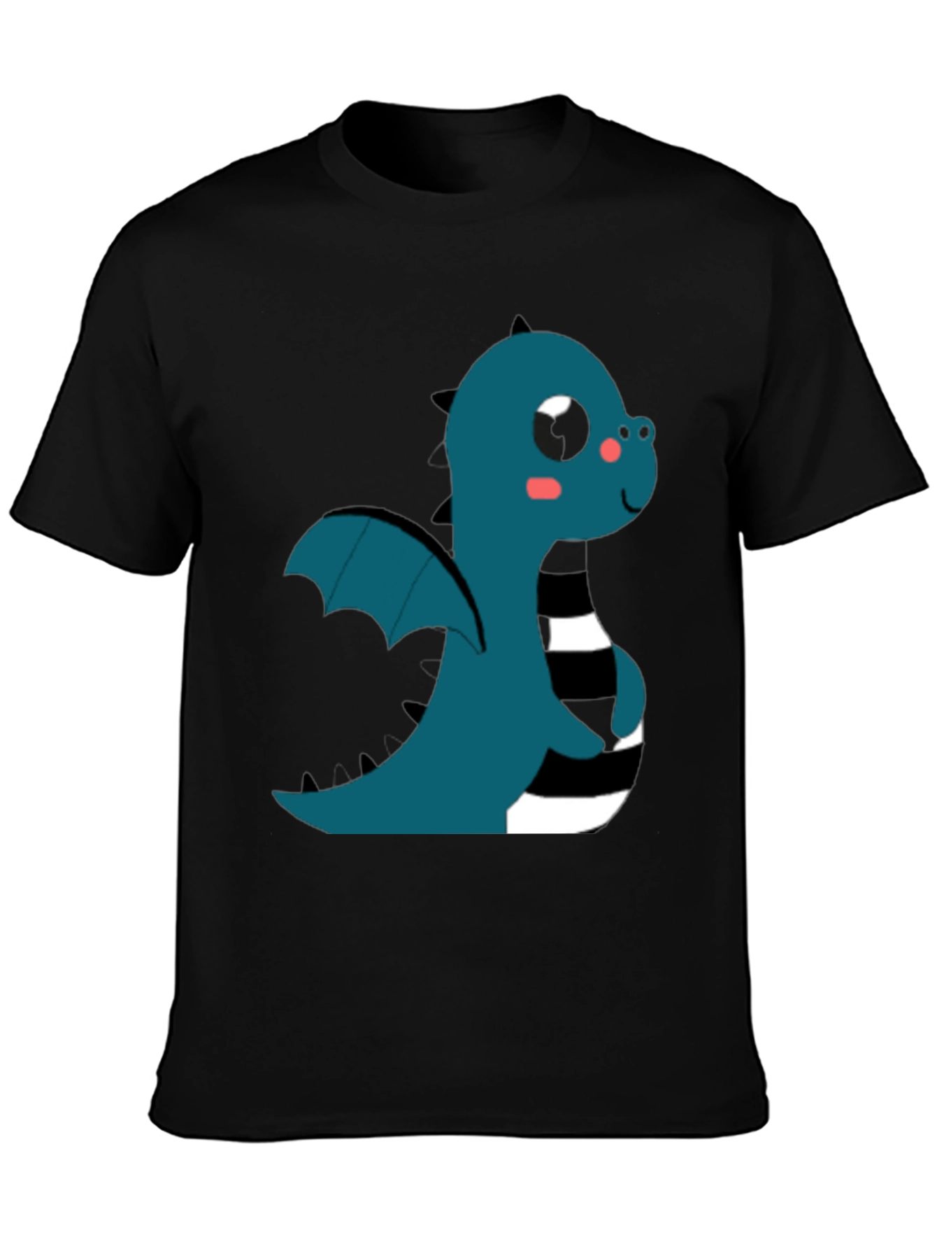 Black Cute Cartoon Dragon T-Shirt view 3