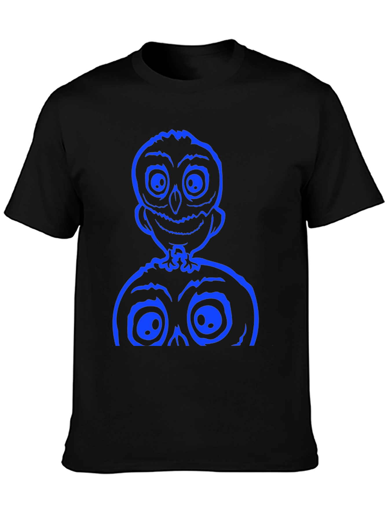 Black Spooky Cartoon Graphic Tee - Black Cotton Shirt view 3