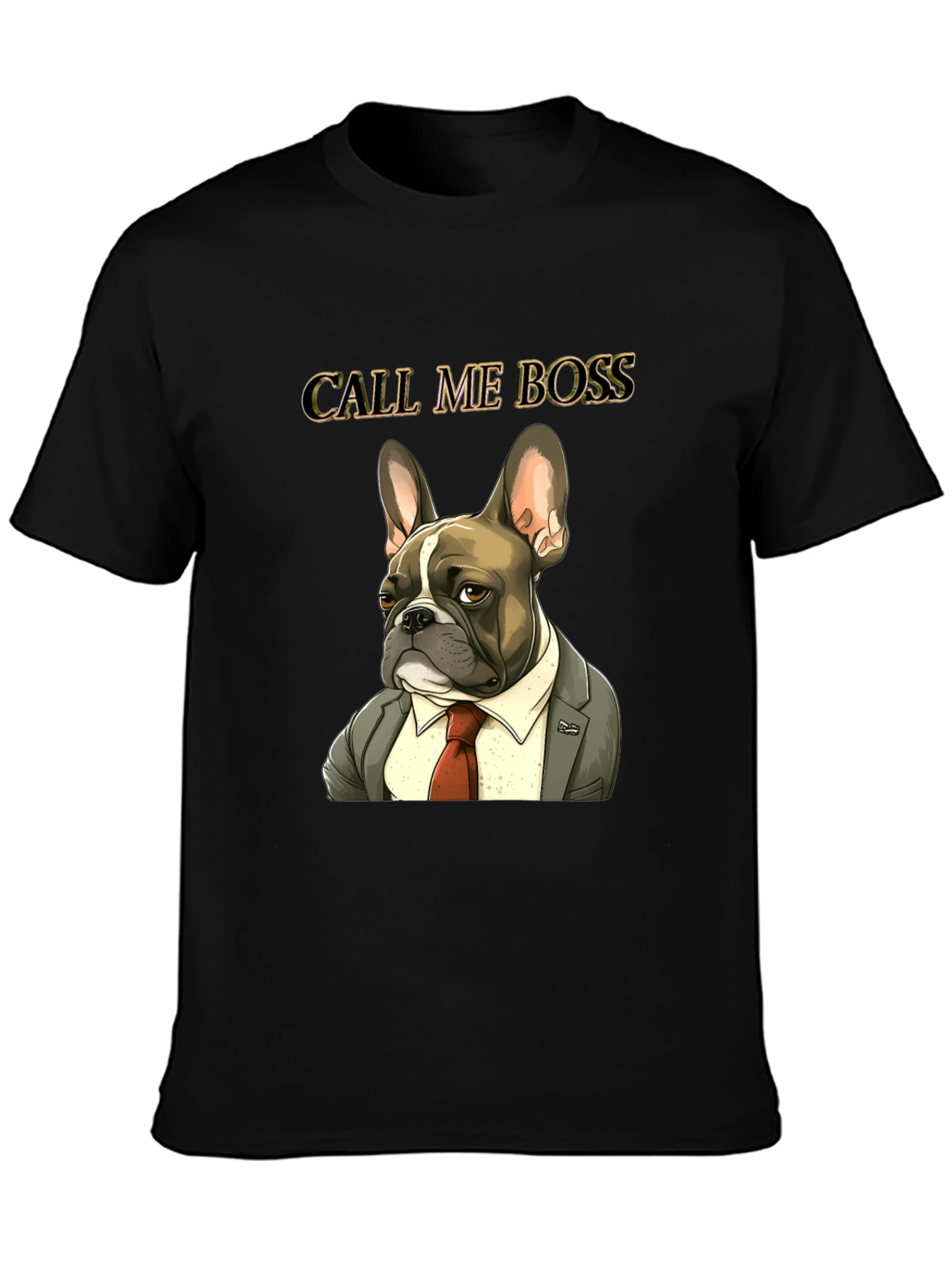 Black Call Me Boss Bulldog Graphic Tee - Black view 3