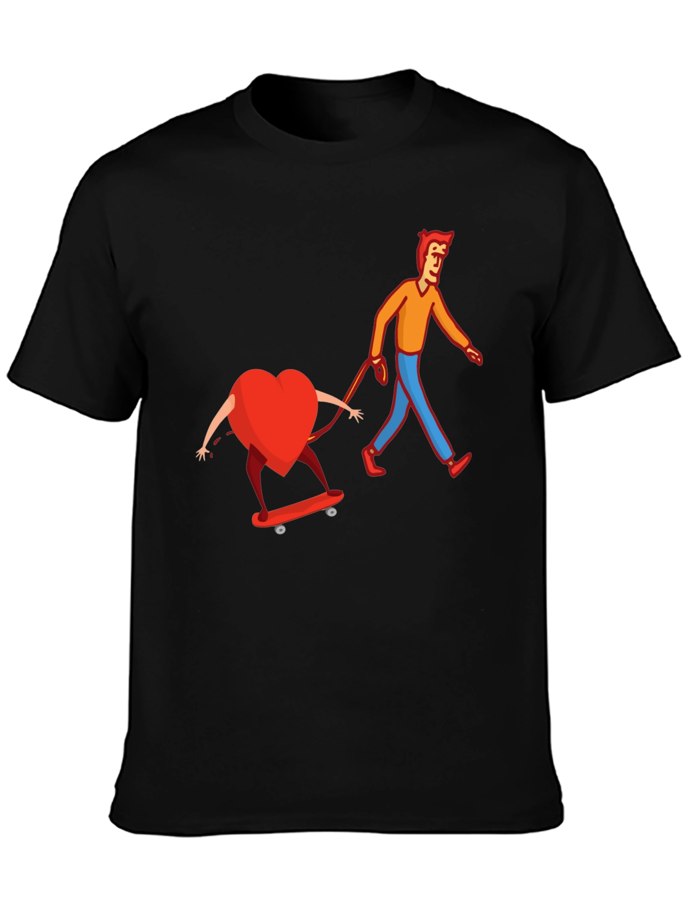 Black Heart on Skateboard Funny Graphic Tee view 3