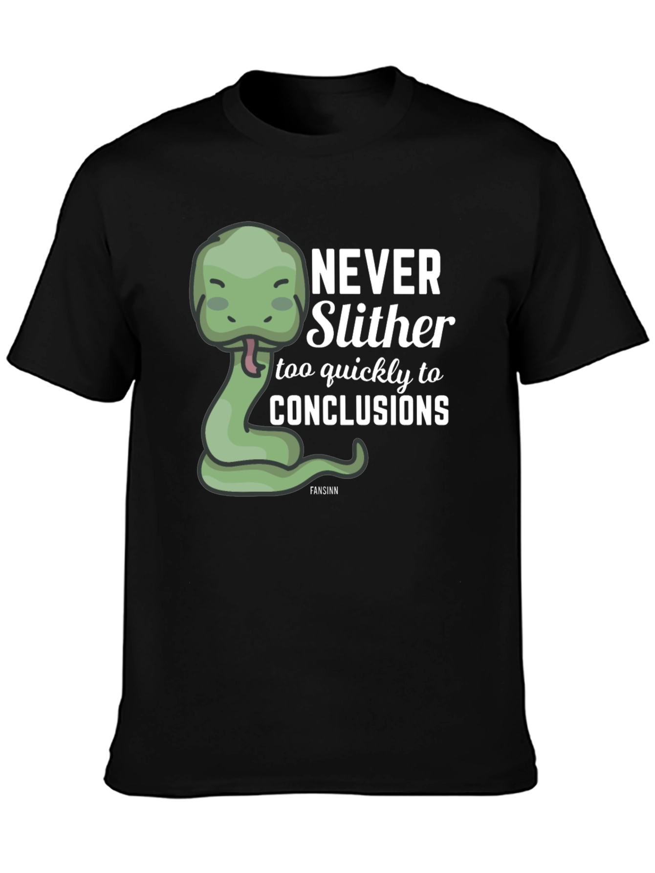Black Never Slither Funny Graphic T-Shirt view 3