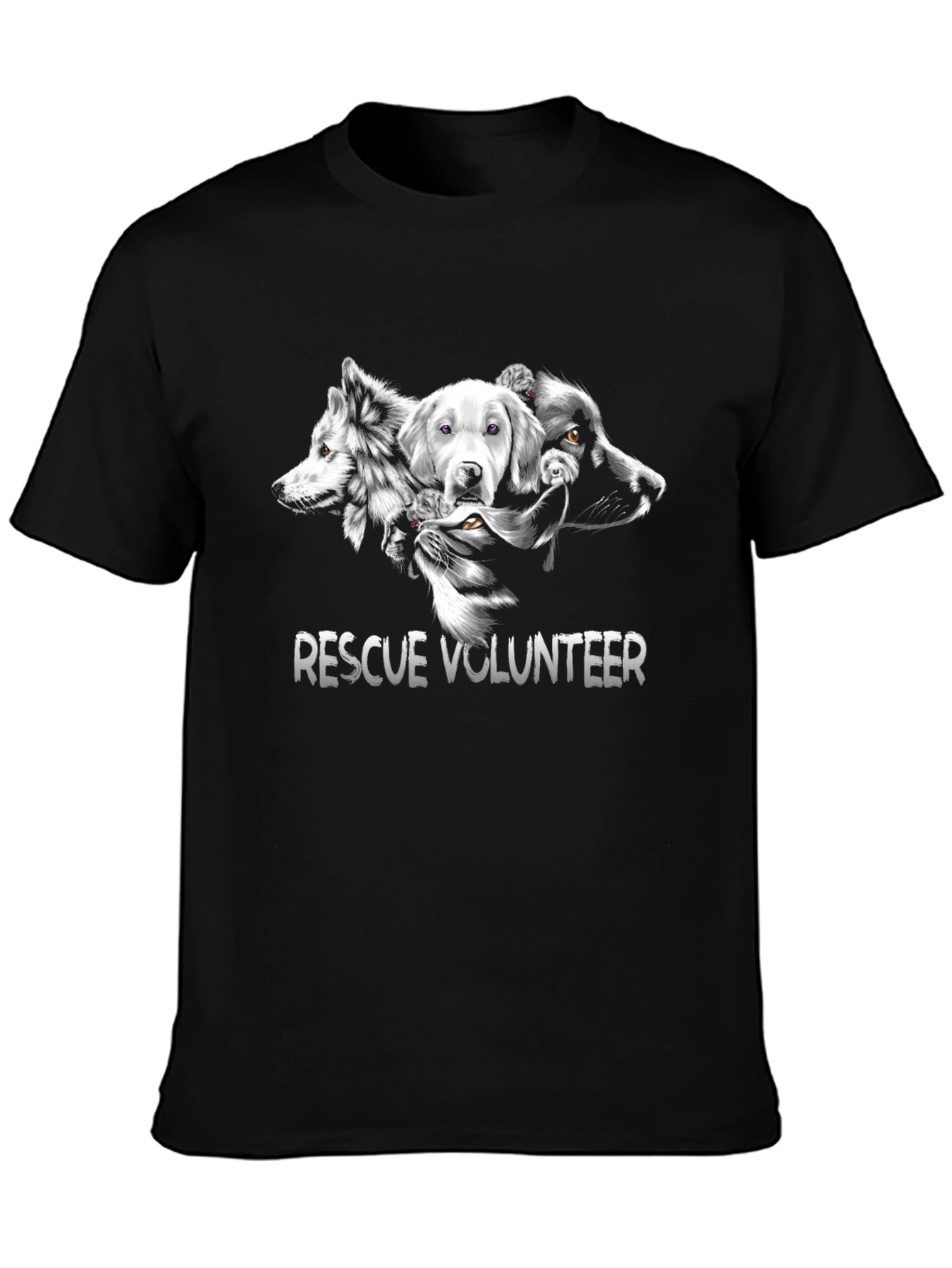 Black Rescue Volunteer Animal Lover T-Shirt view 3