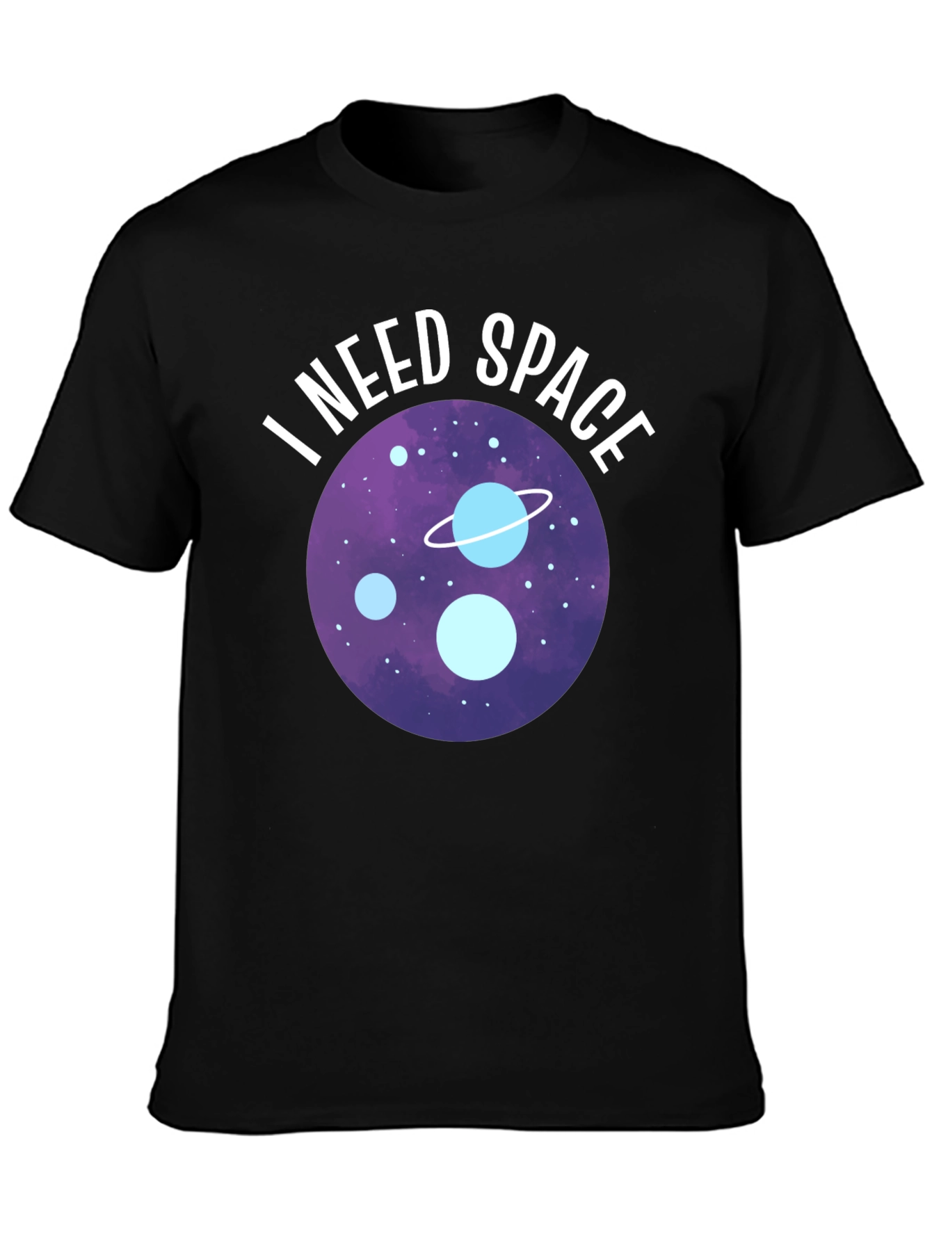 Black I Need Space Graphic T-Shirt - Black Crew Neck Tee view 3