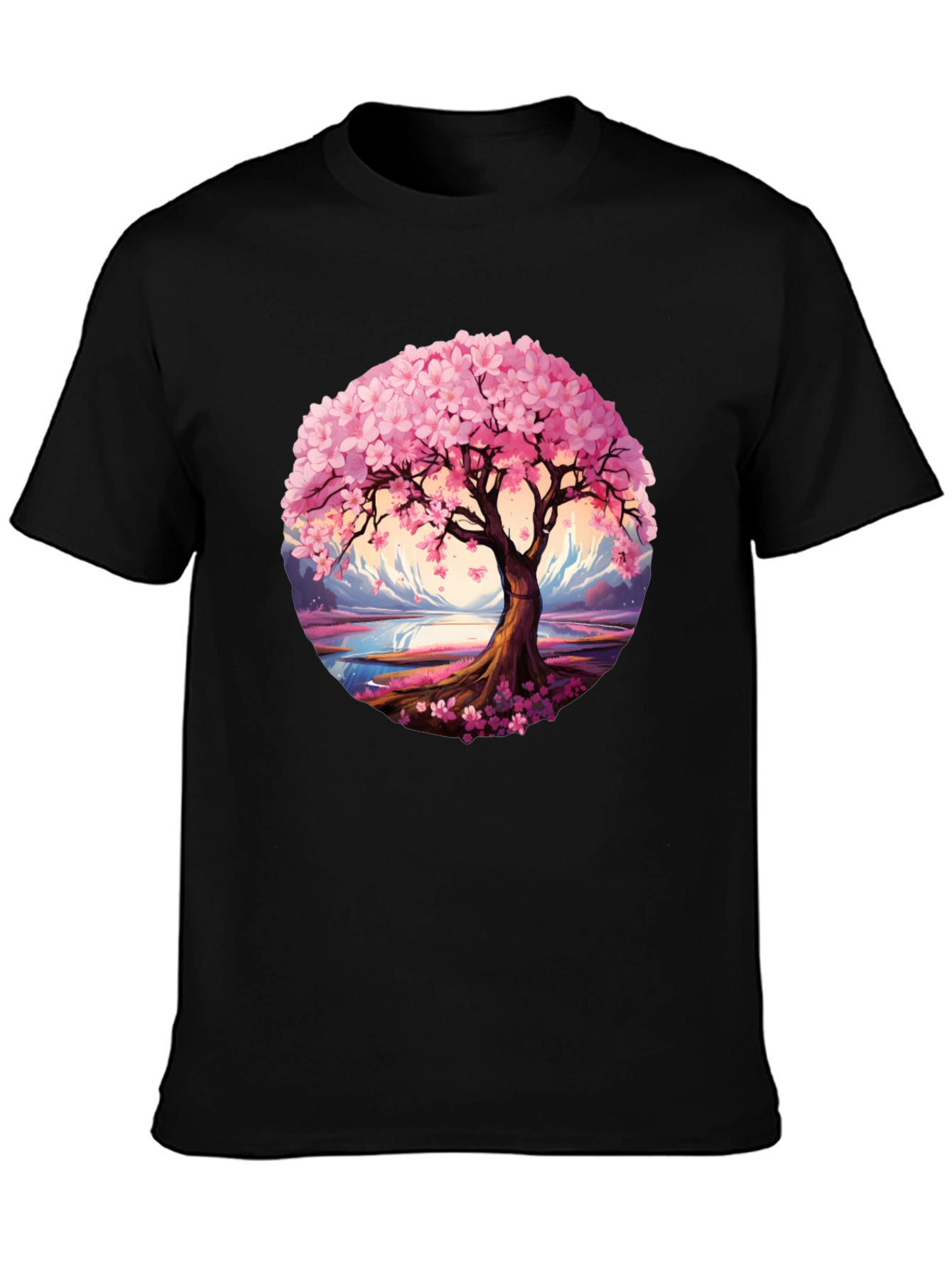 Black Cherry Blossom Tree Graphic Tee view 3