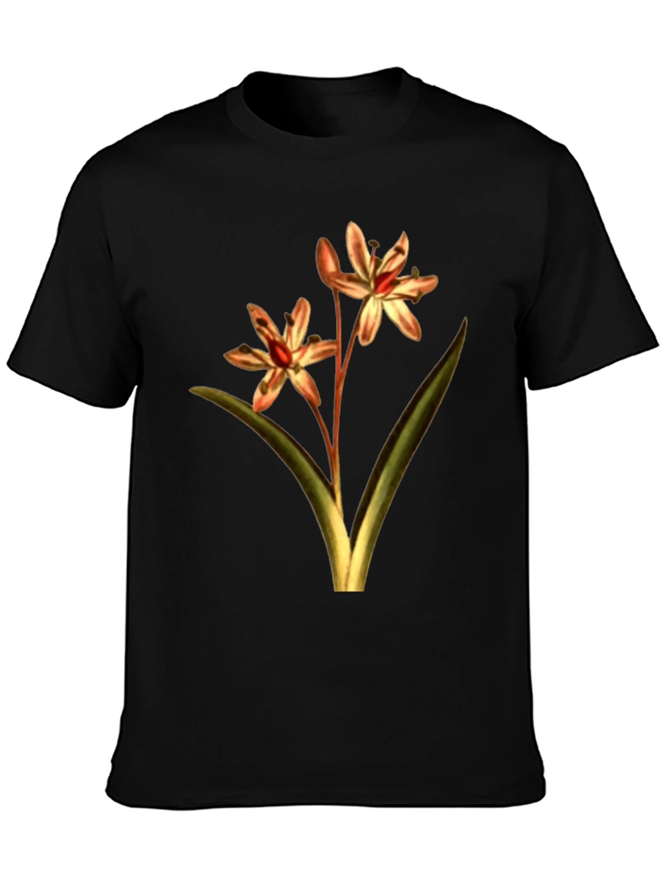 Black Floral Print Black T-Shirt view 3