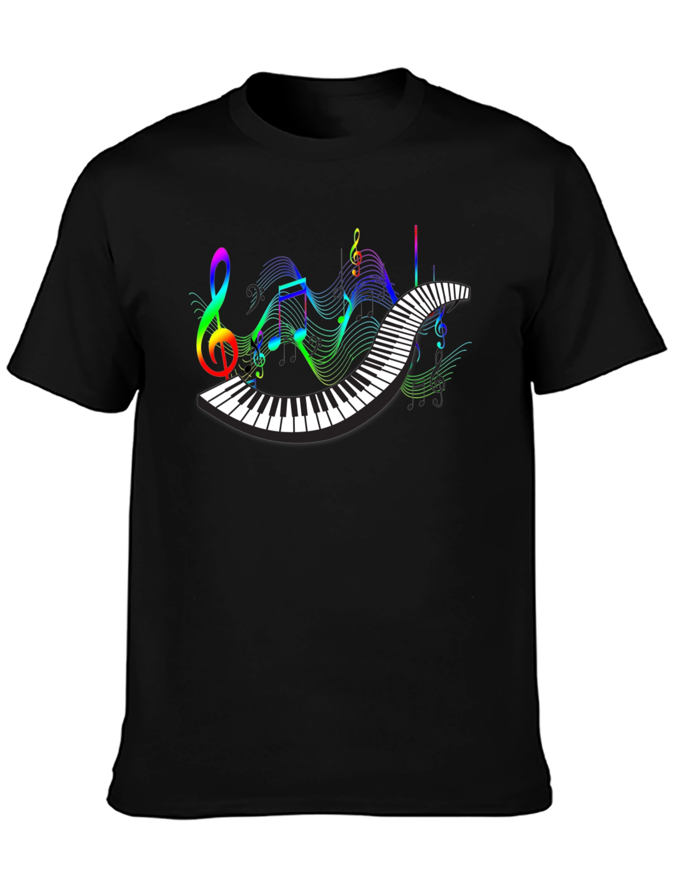 Black Music Lover's Piano Keys Graphic Tee view 3