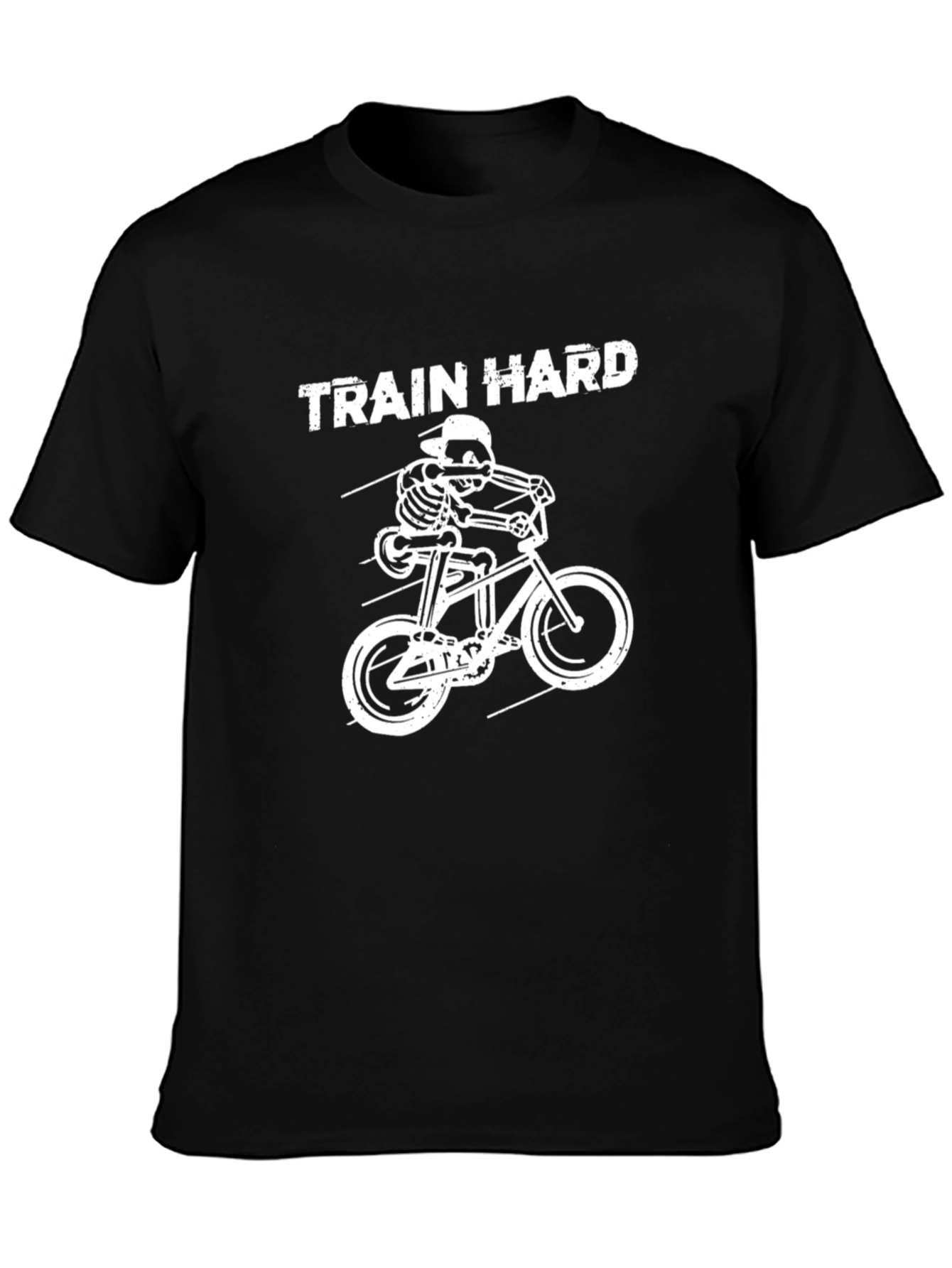 Black Train Hard Skeleton Biker Black T-Shirt view 3