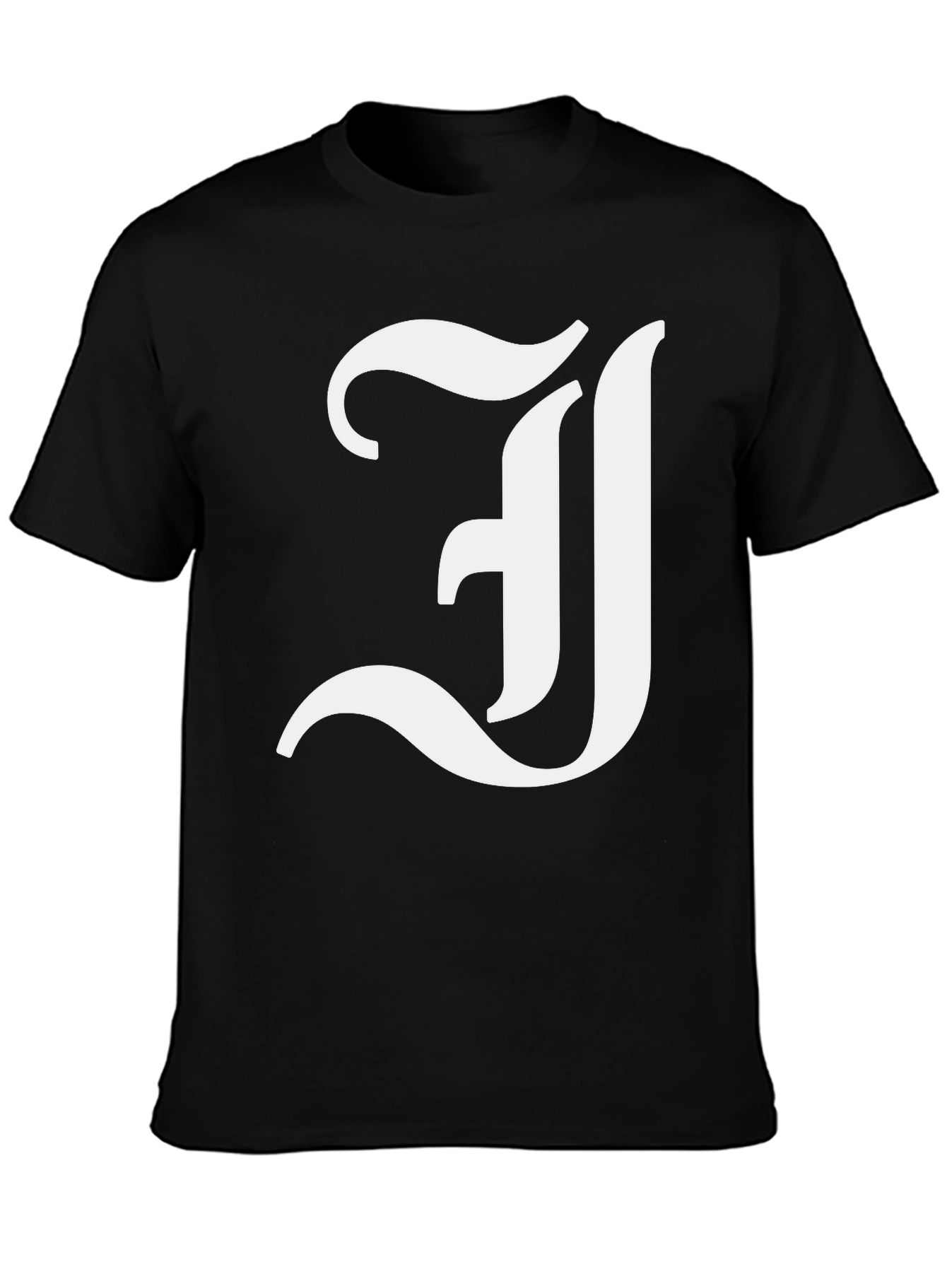 Black Letter J Graphic Tee - Black Cotton Blend Shirt view 3