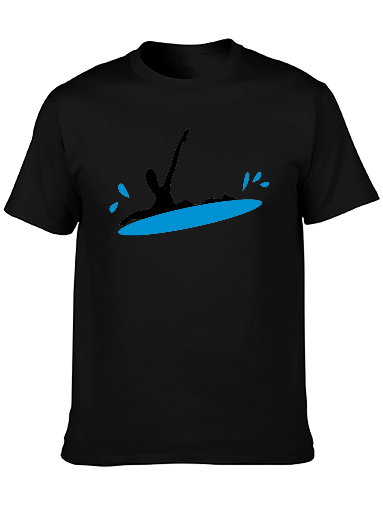 Black Surfing Silhouette Black T-Shirt view 3