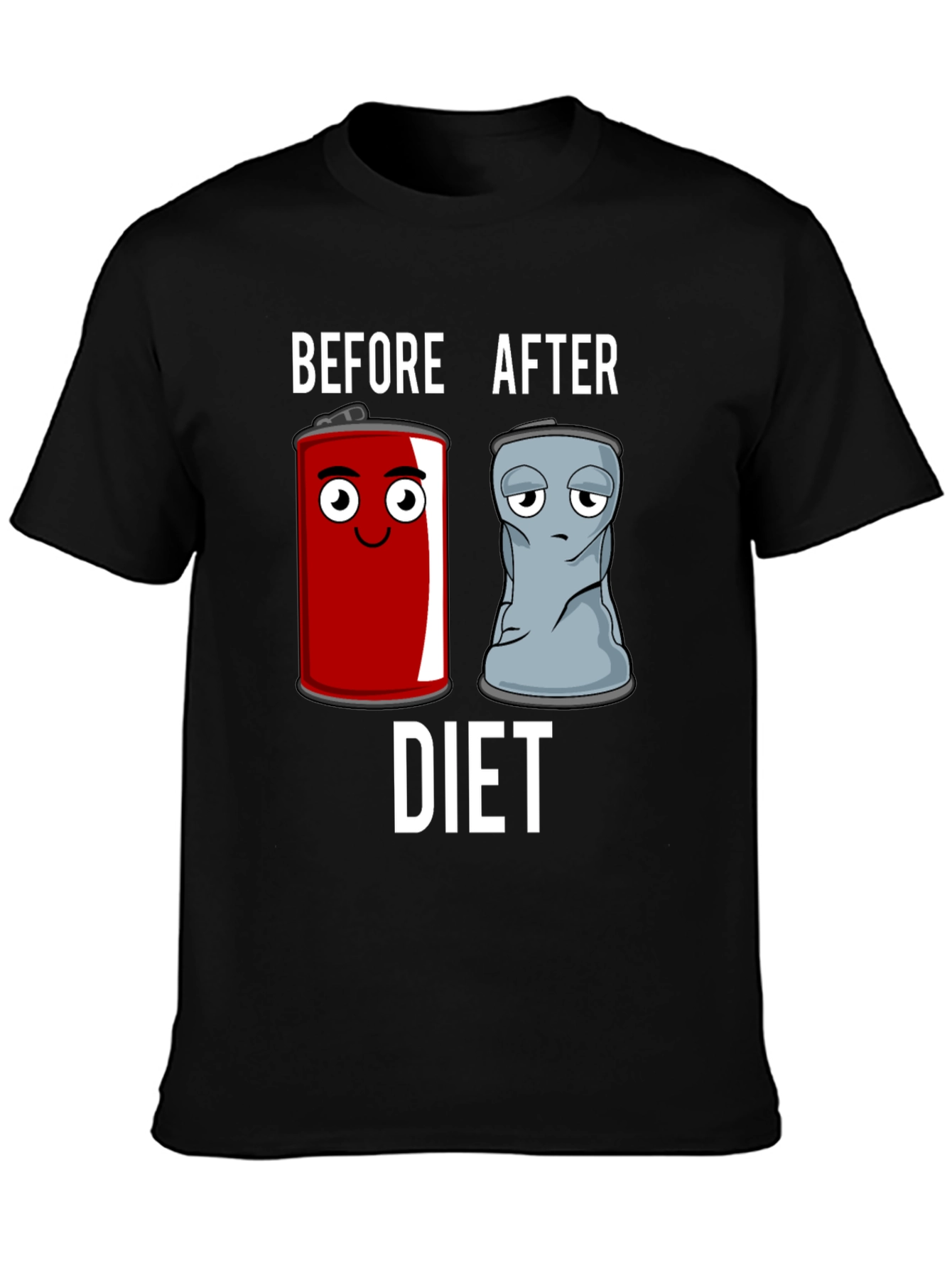 Black Before & After Diet T-Shirt - Humorous Graphic Tee view 3