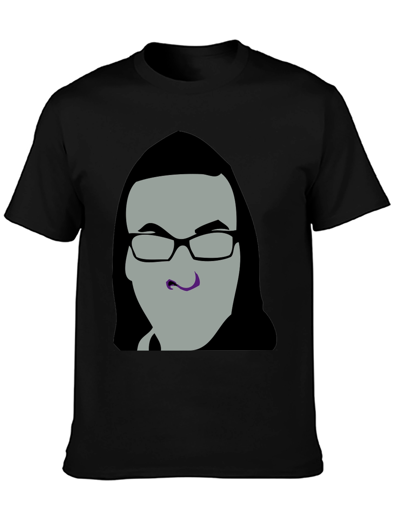 Black Graphic Tee - Man with Glasses view 3
